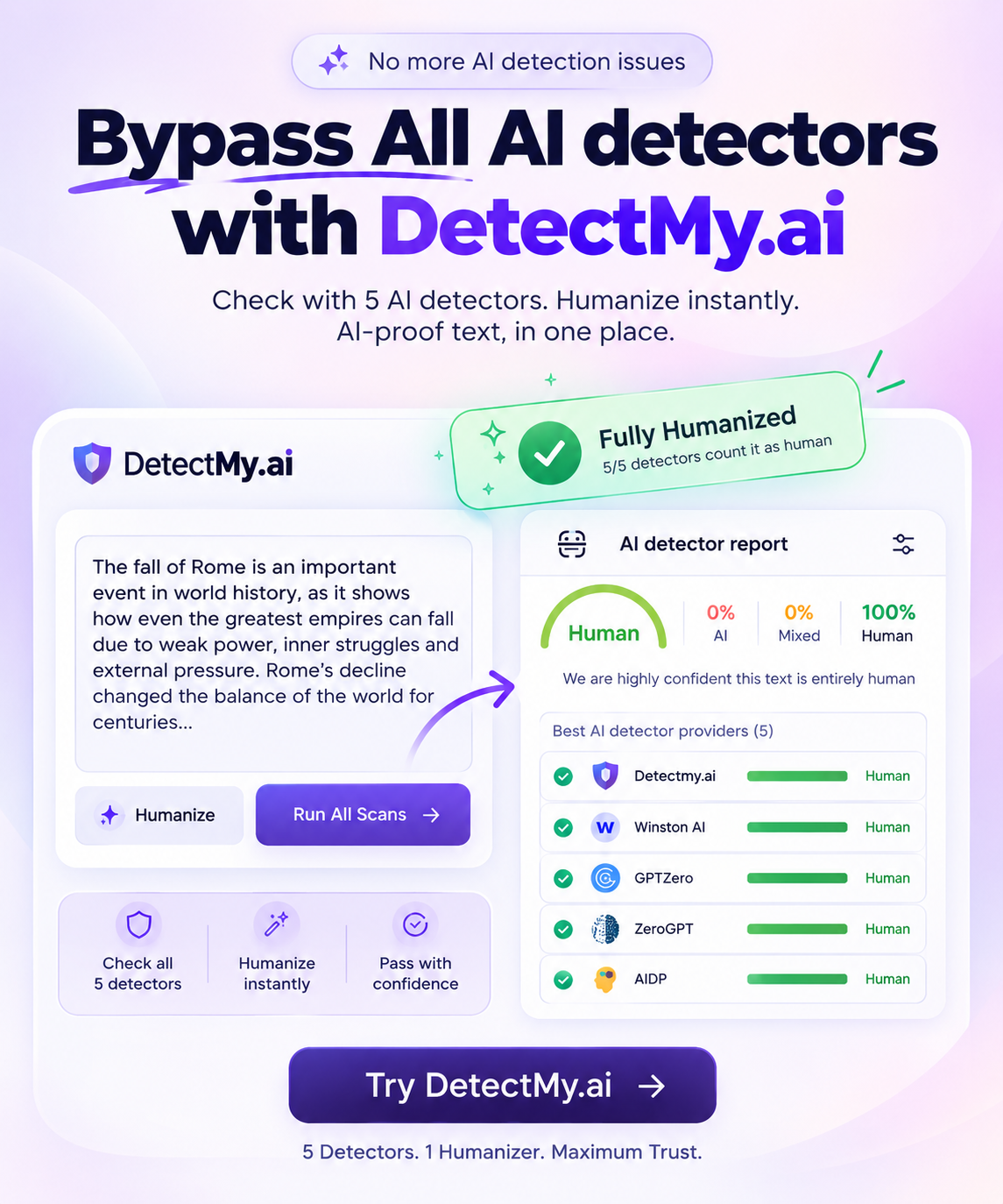 Detect My AI Facebook ad: Humanize & Beat AI Detectors