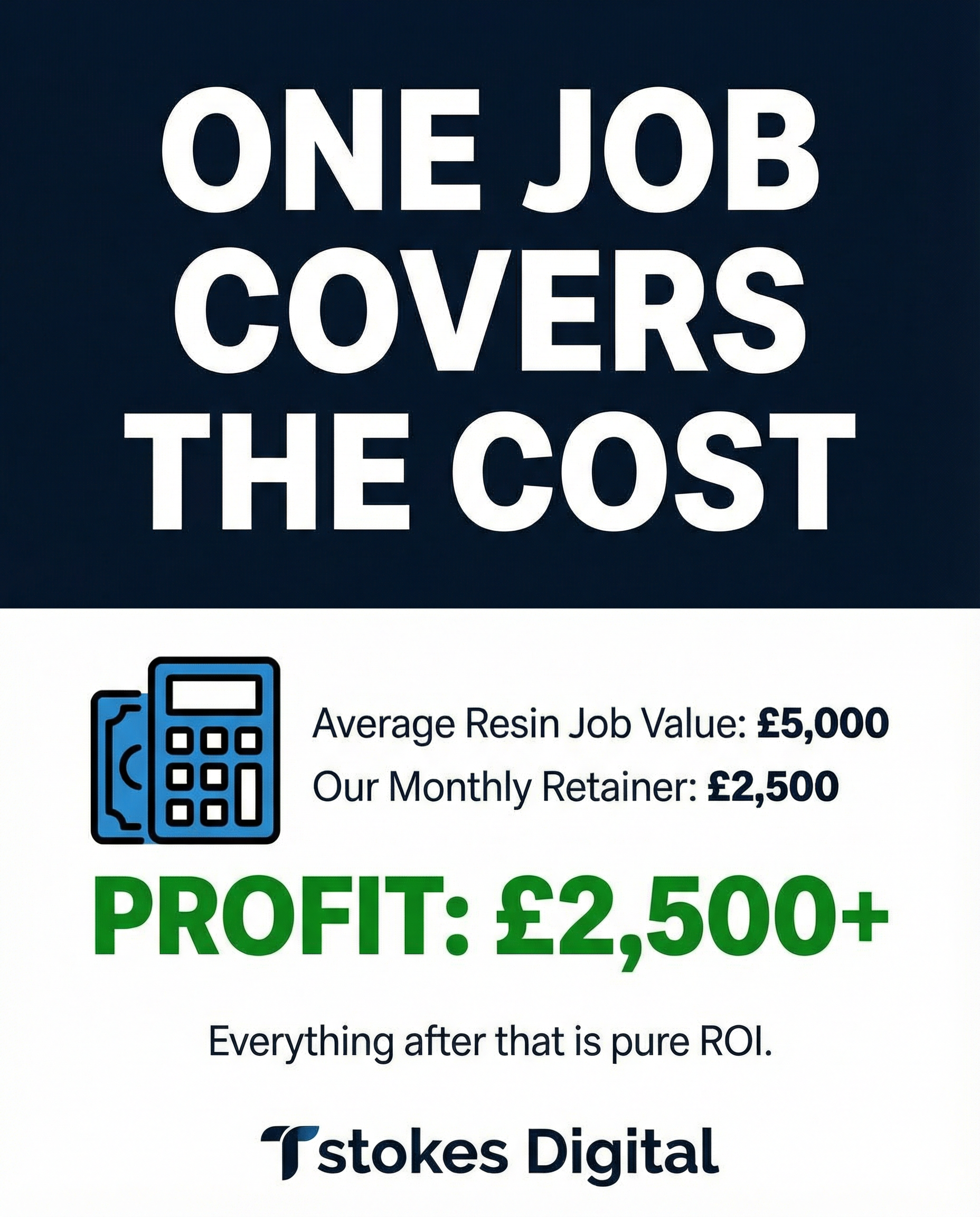 Tstokes Digital Facebook ad: One Resin Job Pays for 3 Months of Leads