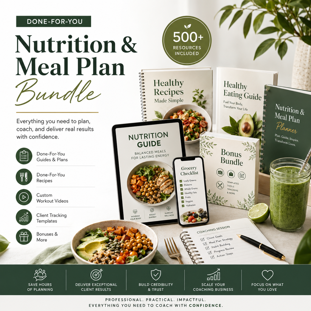 Nutrition Coaching Bundle Facebook ad: Launch Your Nutrition Business with 800+ Canva Templates…