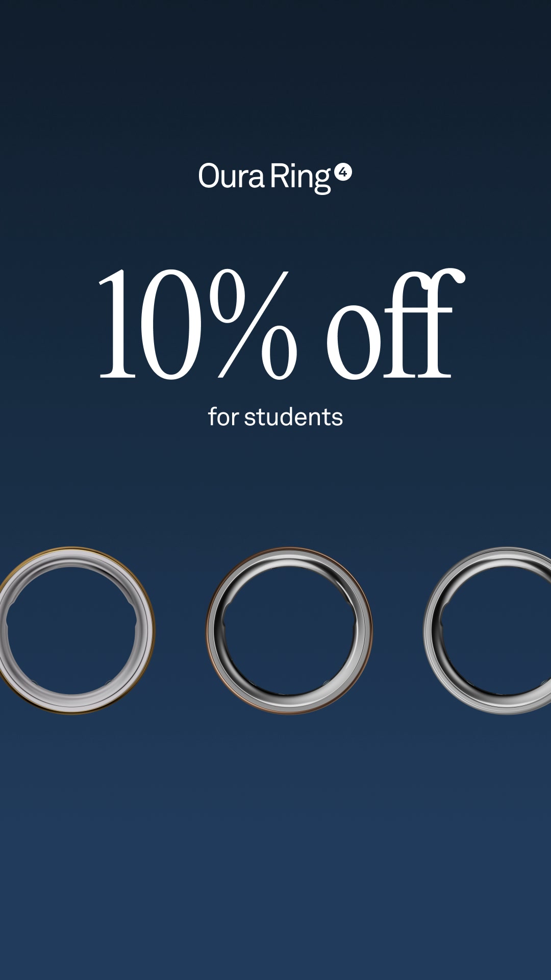ŌURA Facebook ad: 10% off Oura Ring 4 for students
