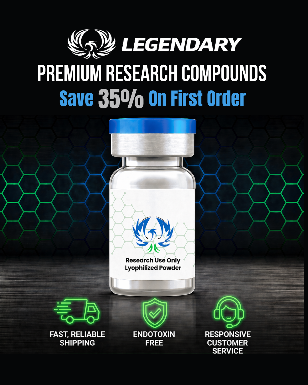 Legendary LLC Facebook ad: Research Peptides | Legendary Peptides