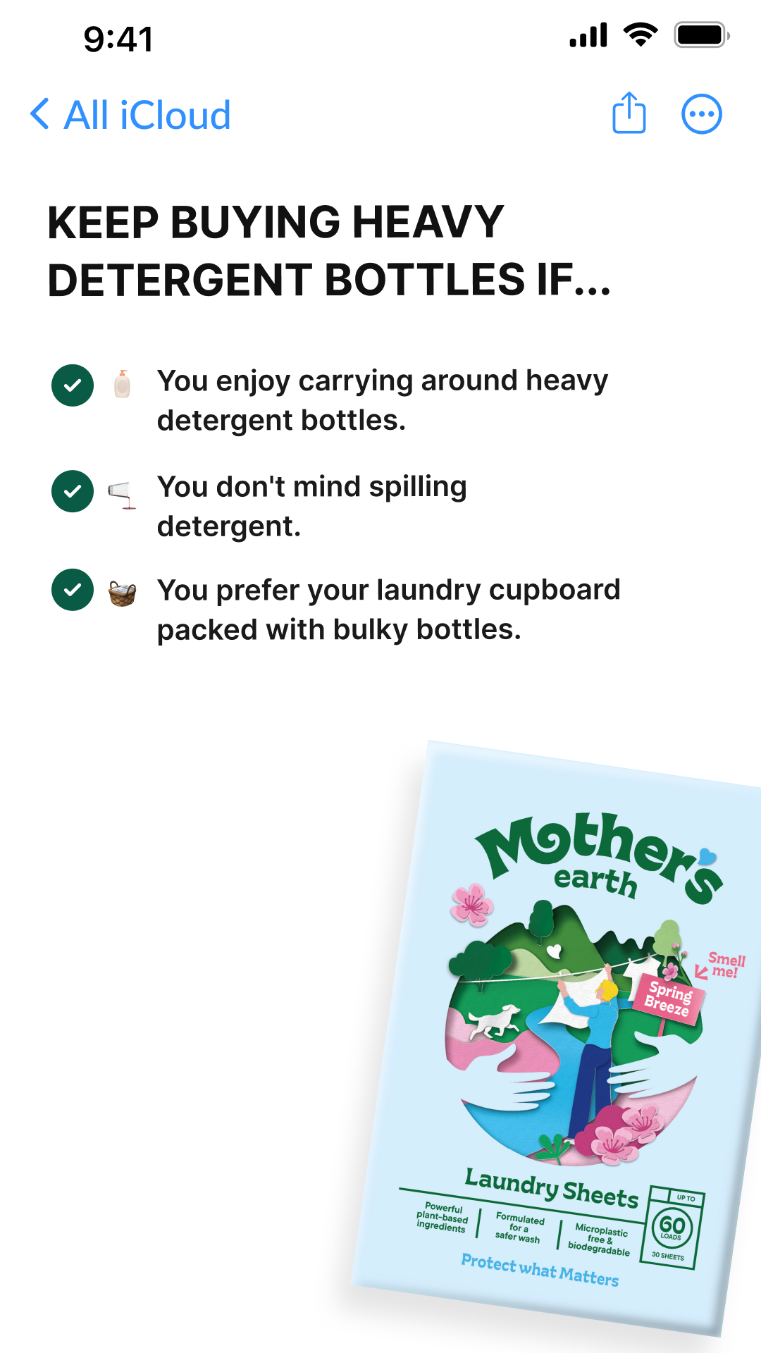 Mothers Earth Facebook ad