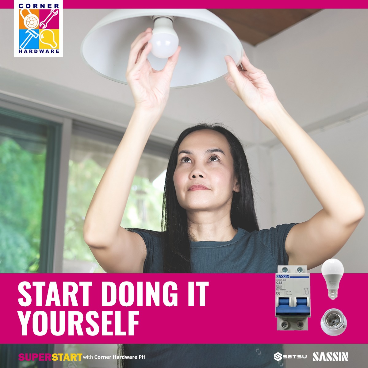Corner Hardware Facebook ad: Empower yourself with our DIY electrical supplies.