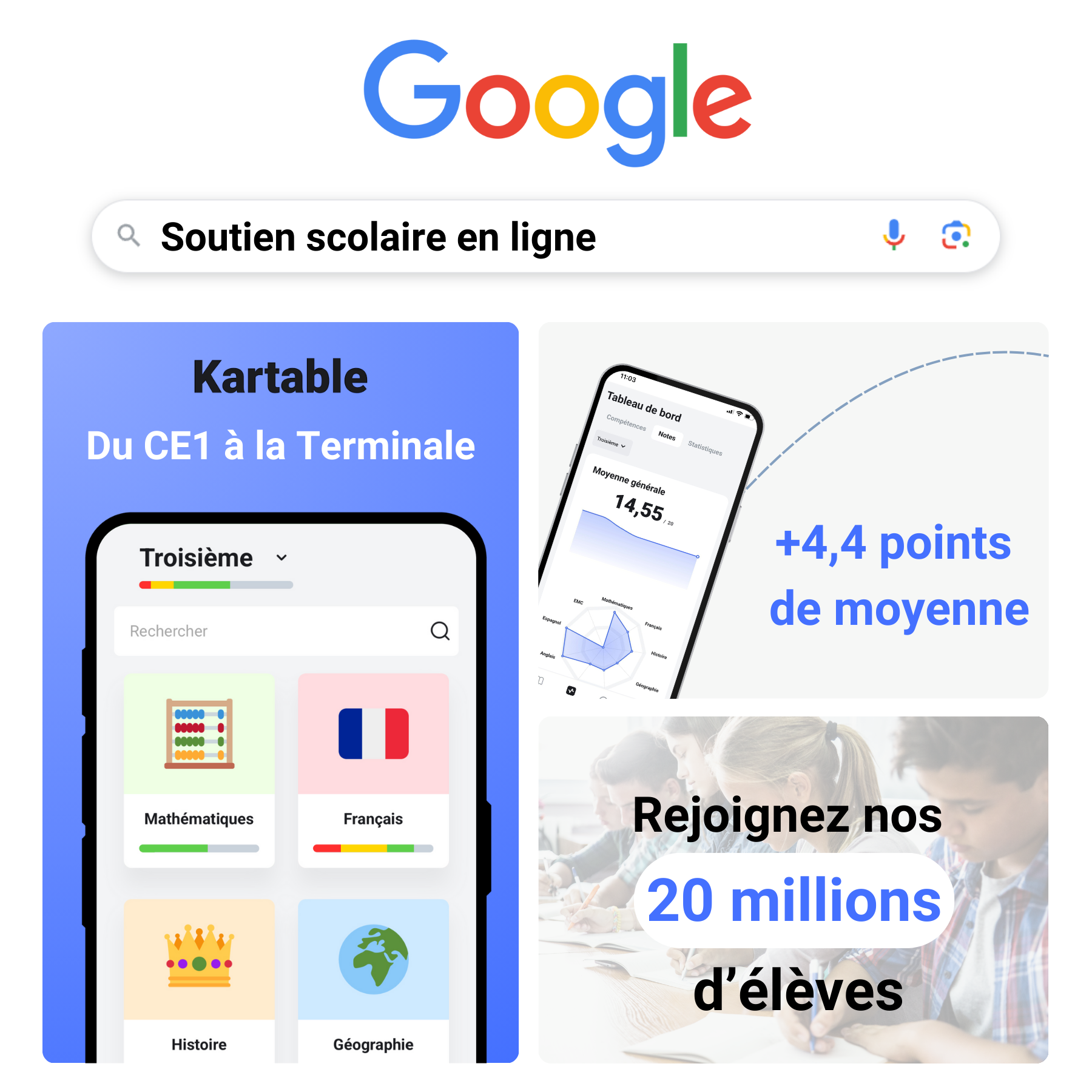 Kartable Facebook ad: Sans engagement