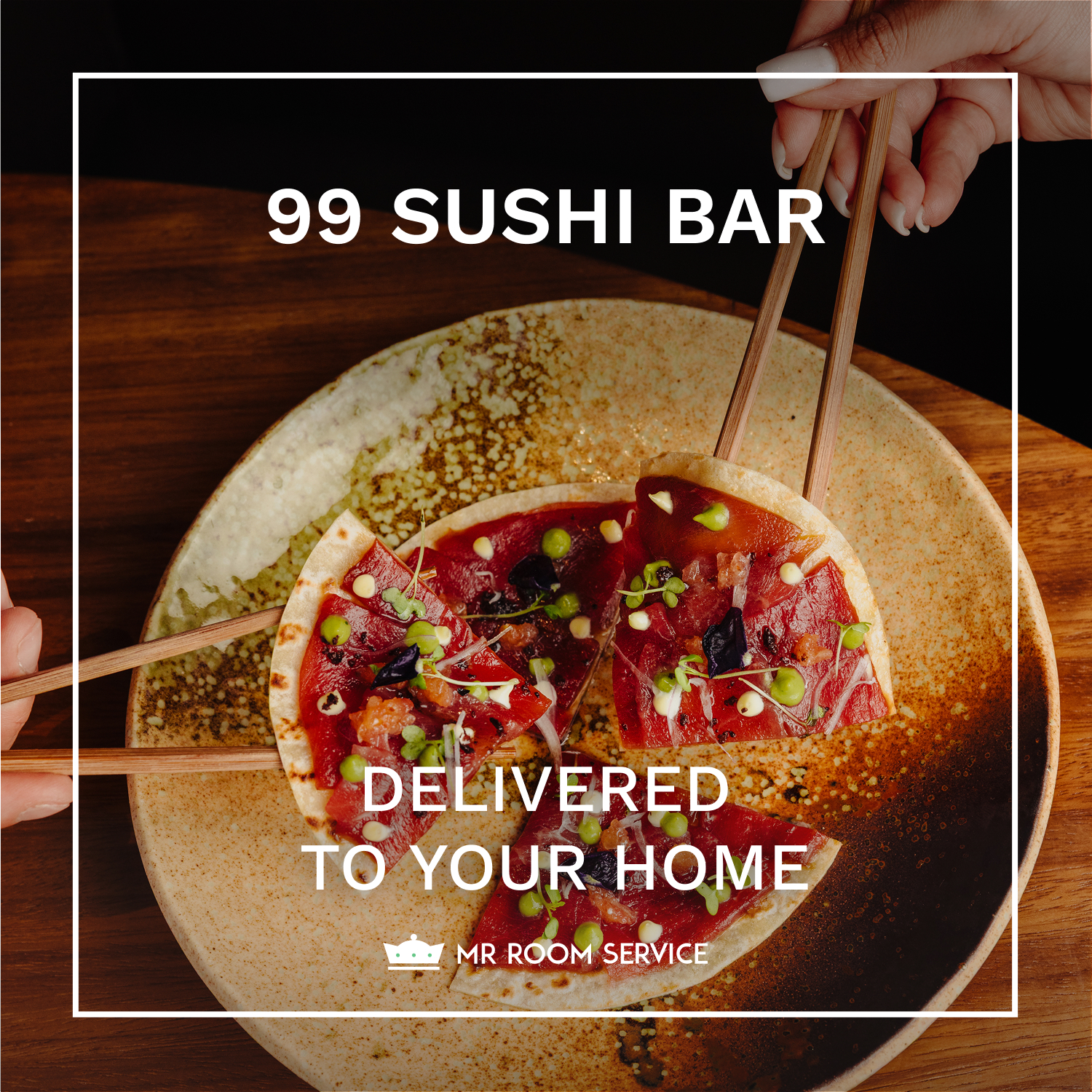 ROOM SERVICE Monte Carlo Facebook ad: Order 99 Sushi Bar Now