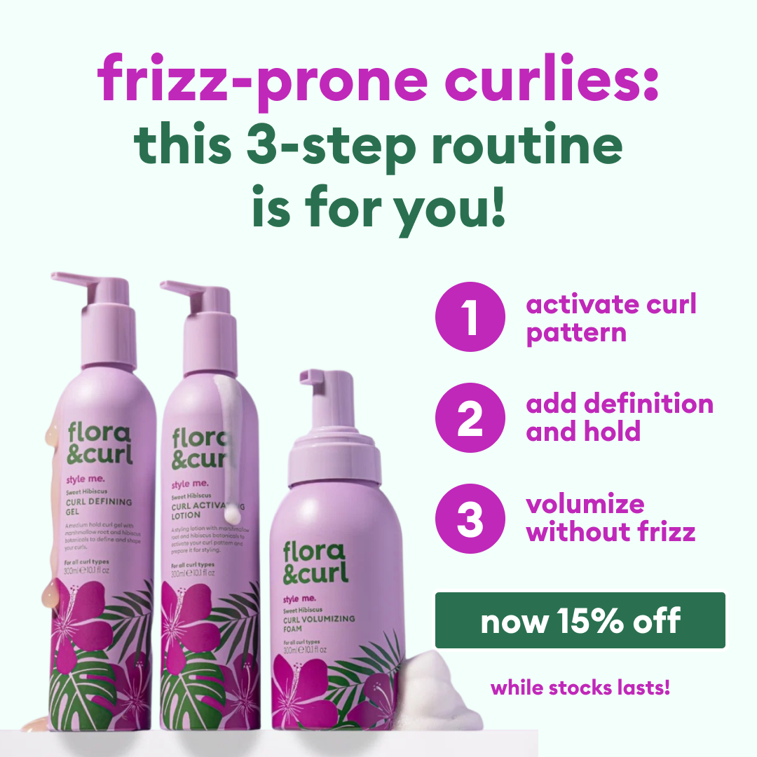 Flora & Curl Haircare Facebook ad: Your Best Curls in 3 Simple Steps