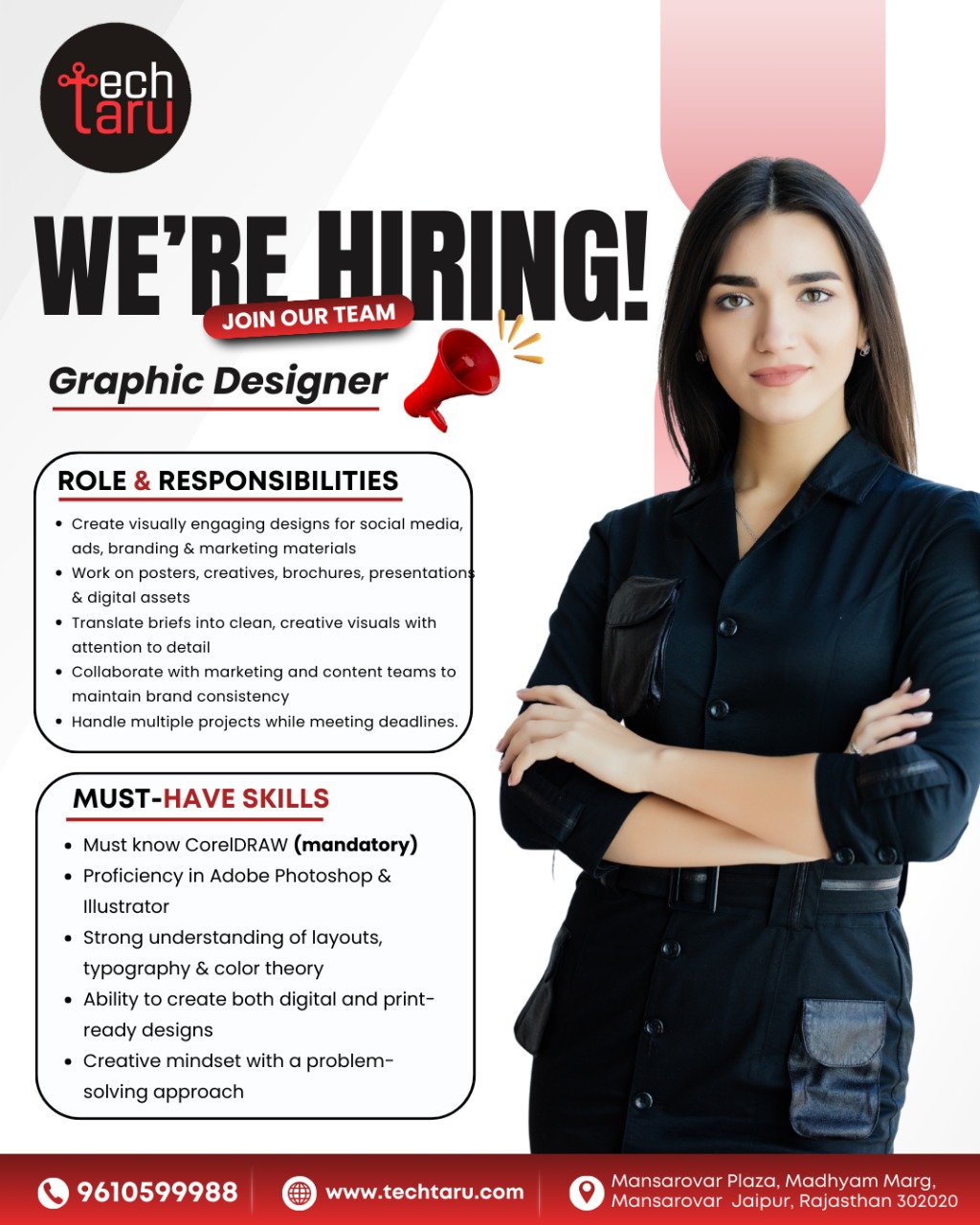 Techtaru Digital Facebook ad: Graphic Designer Required, Apply Now