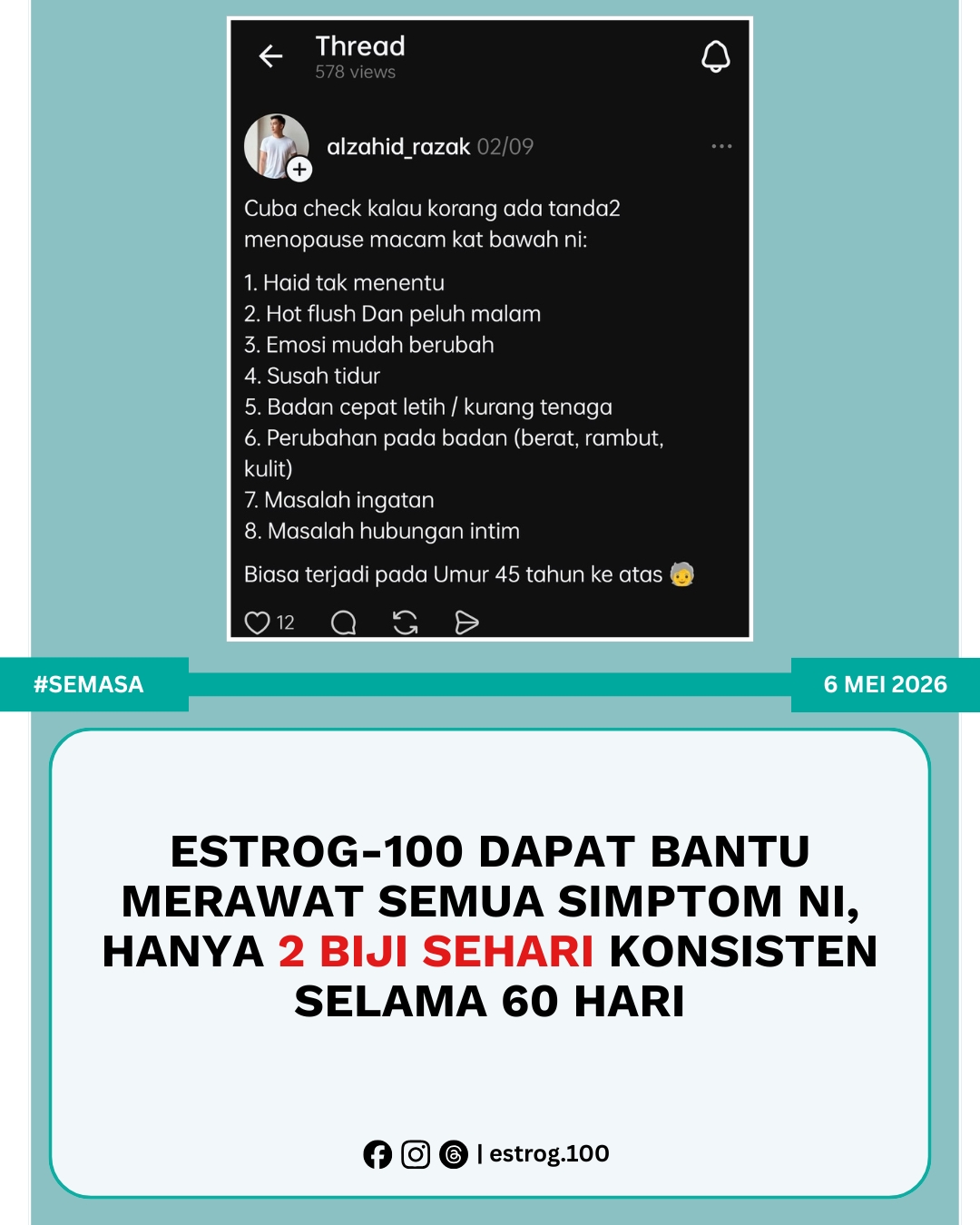 EstroG-100 - Rahsia Wanita Menopause Facebook ad