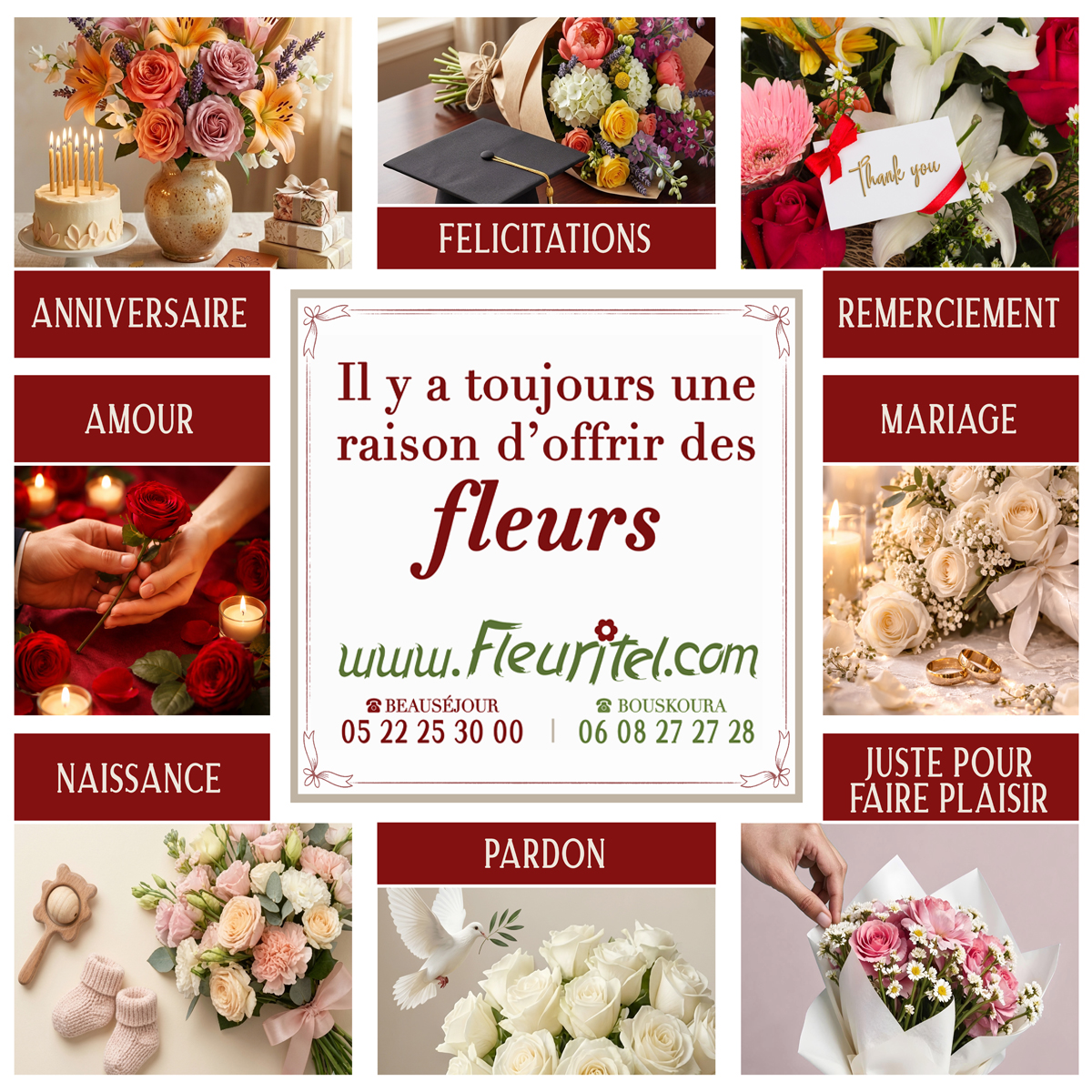 Fleuritel Facebook ad: Certaines attentions ne se racontent pas.