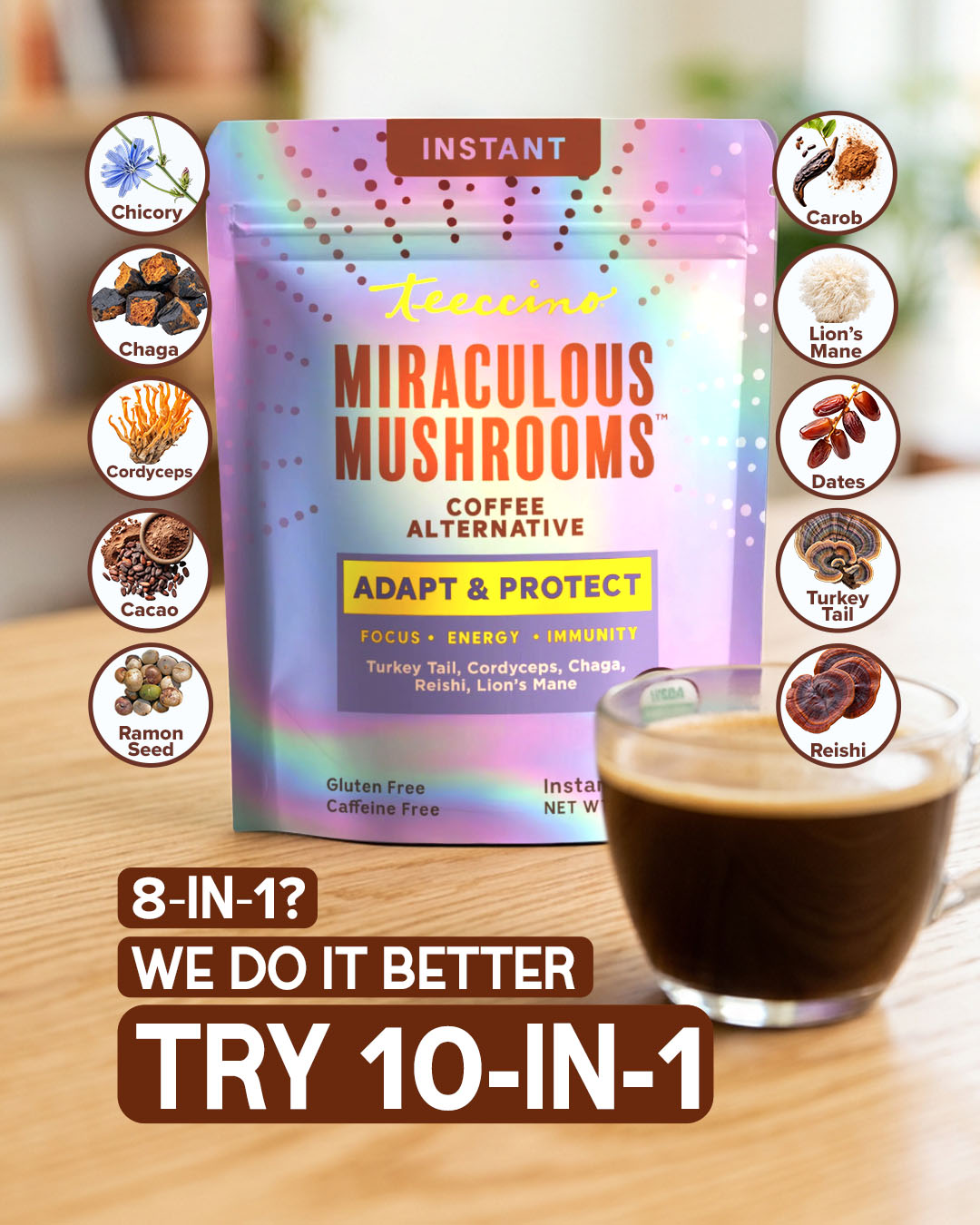 Teeccino Herbal Coffees & Teas Facebook ad