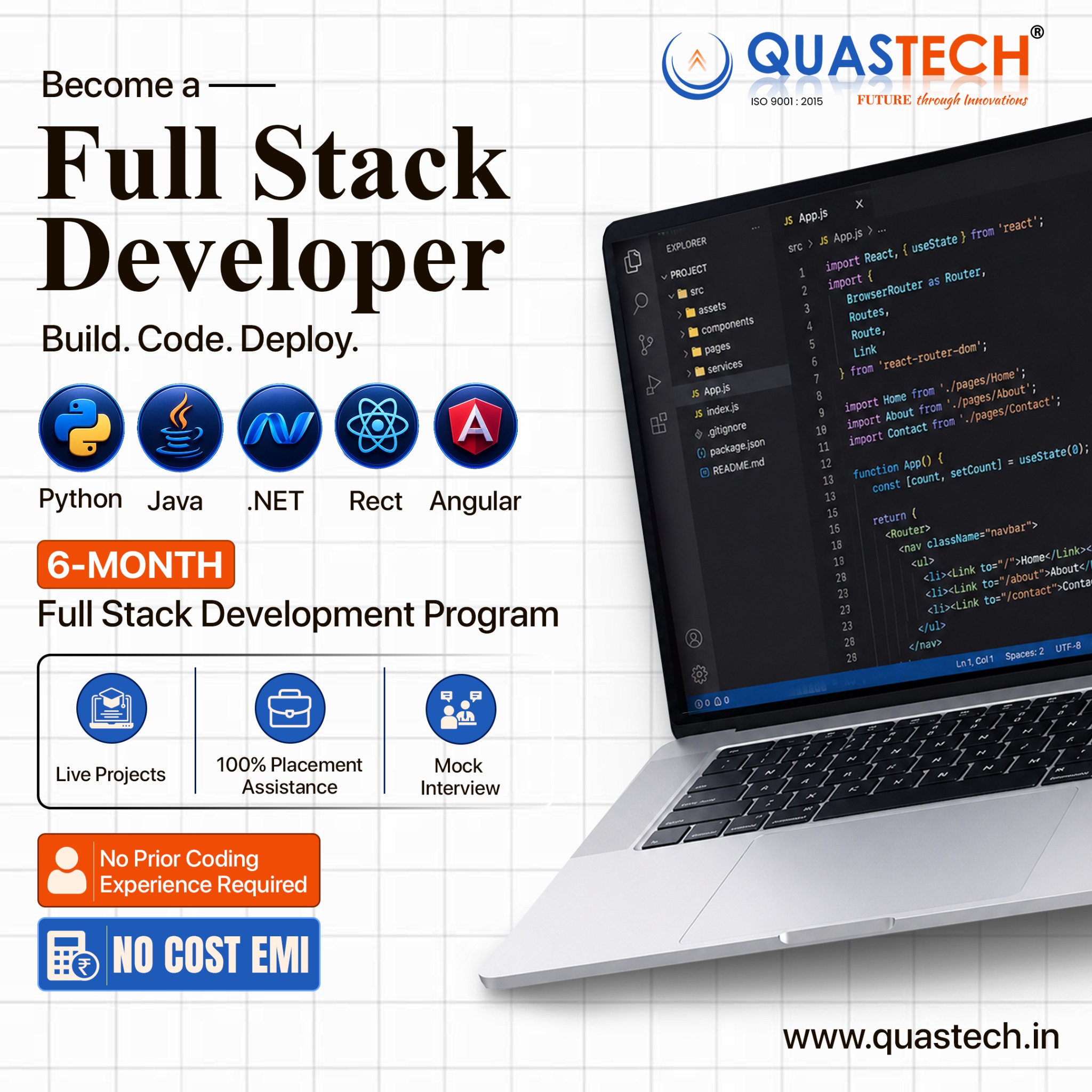 Quastech Facebook ad: Admissions Open | Limited Seats Available