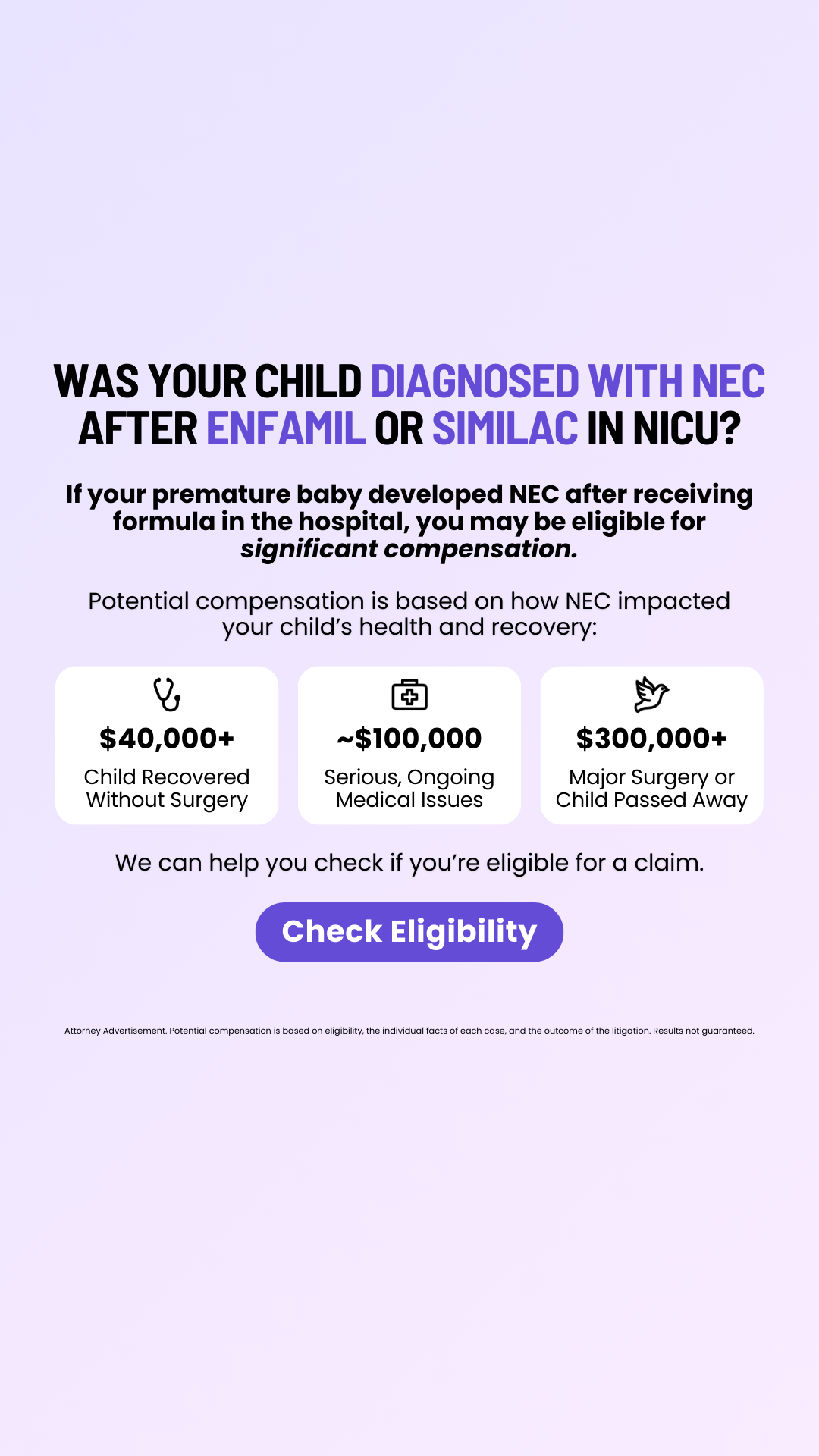 NEC Infant Formula Claims Facebook ad