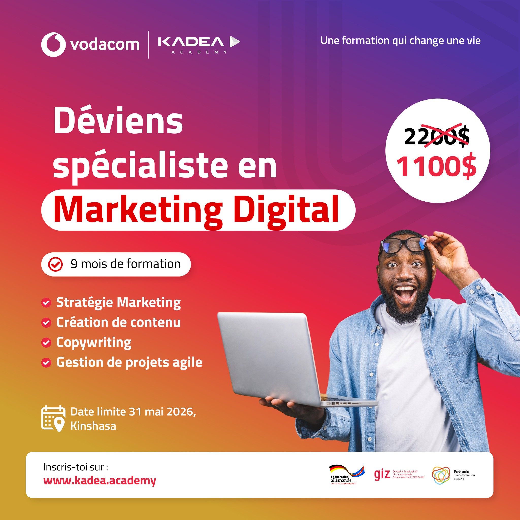 Kadea Academy Facebook ad: Inscription Kadea Bootcamp