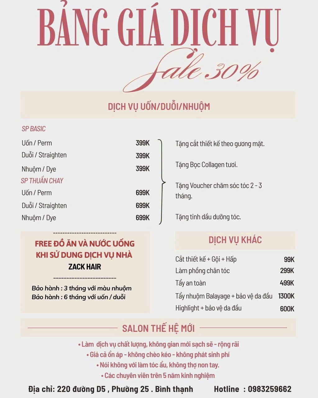 ZACK Hair Studio - Bình Thạnh Facebook ad: Nhận lịch tại đây