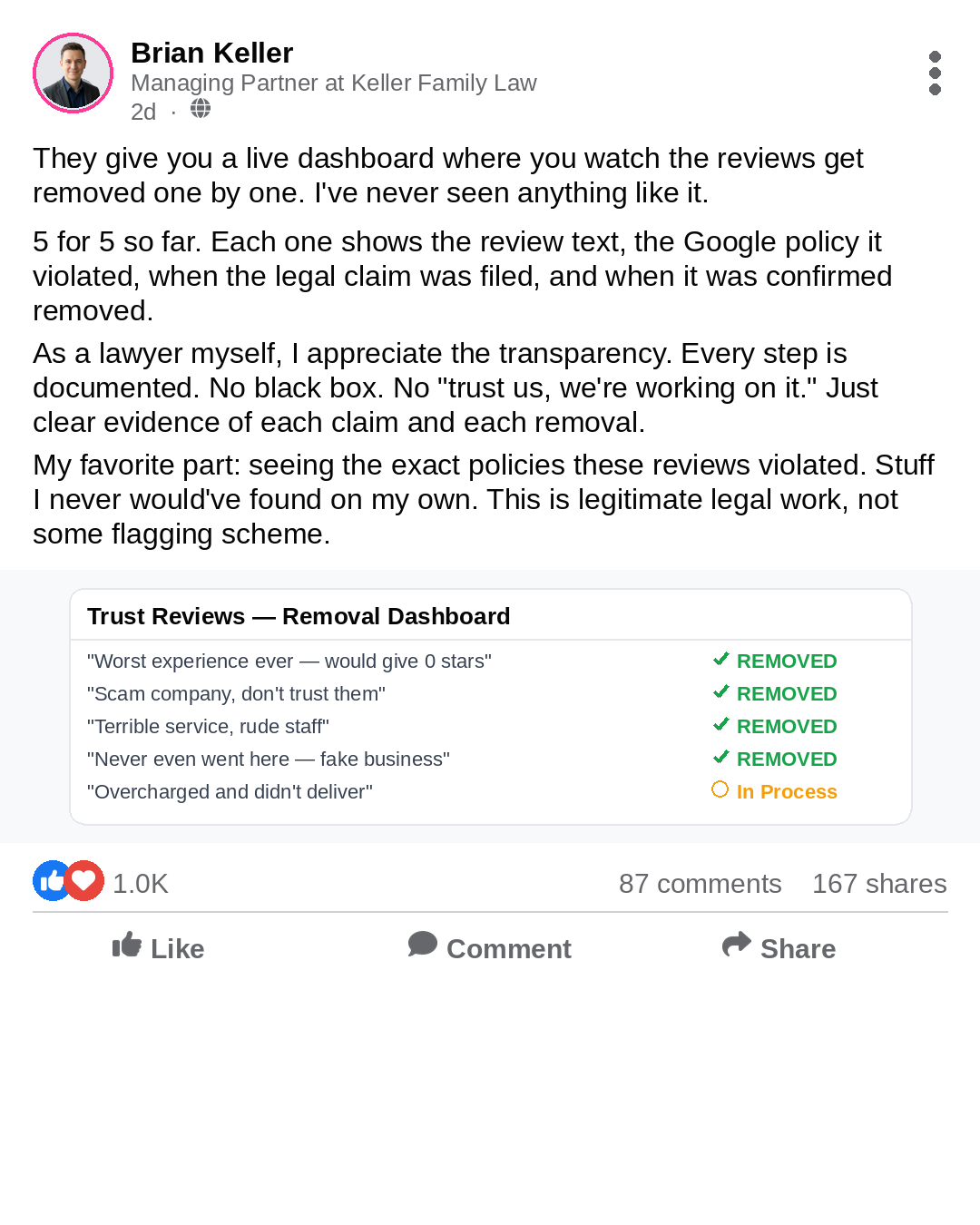 The Trust Reviews Facebook ad: 5-Star Reviews in 30 Seconds.