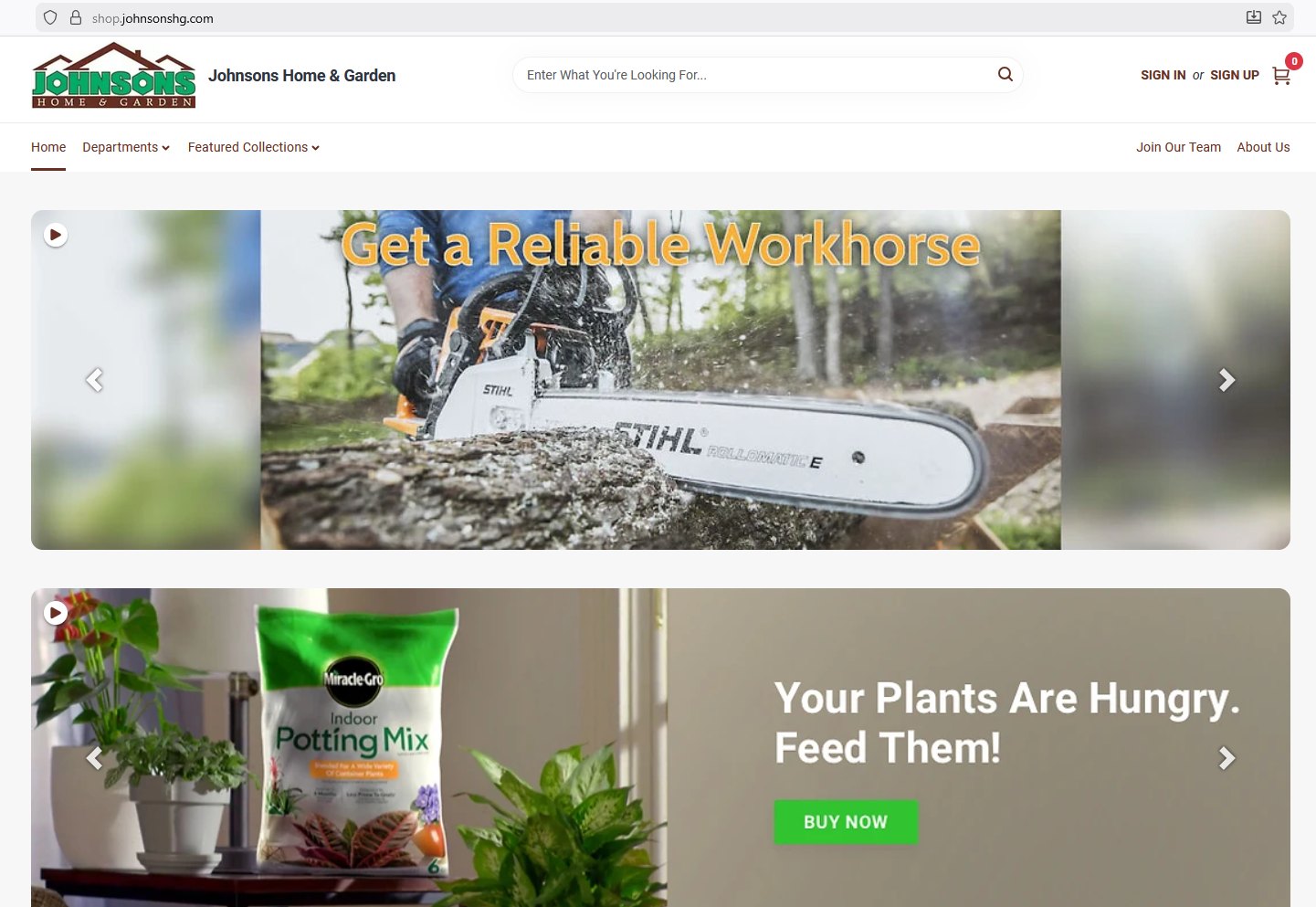 Johnsons Home and Garden Maple Valley Facebook ad: Shop Johnsons Home & Garden