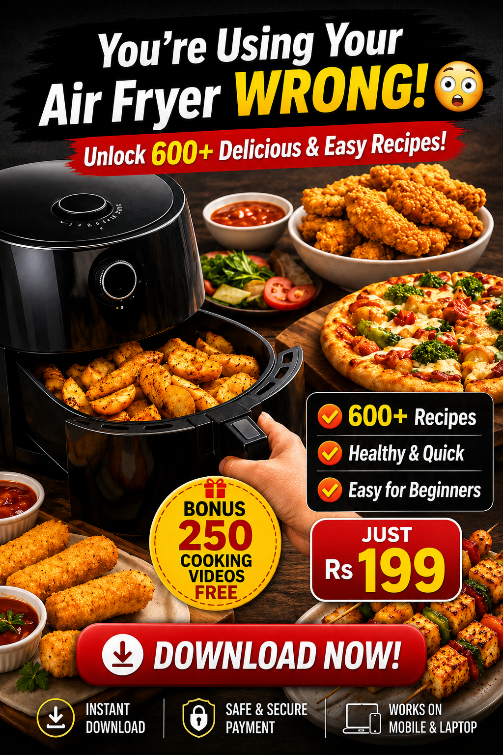 Digimockup Facebook ad: Healthy Air Fryer Recipes Everyone Will Love