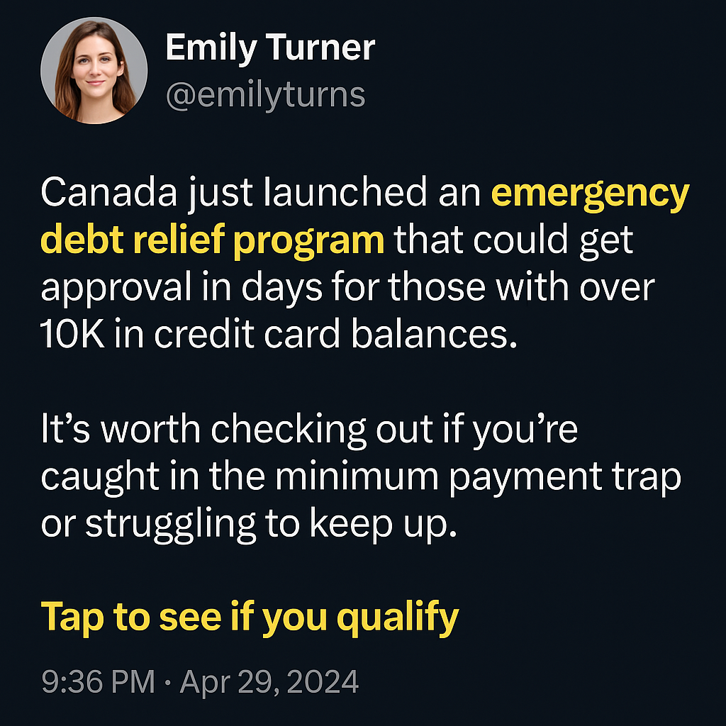 Debt Experts Canada Facebook ad