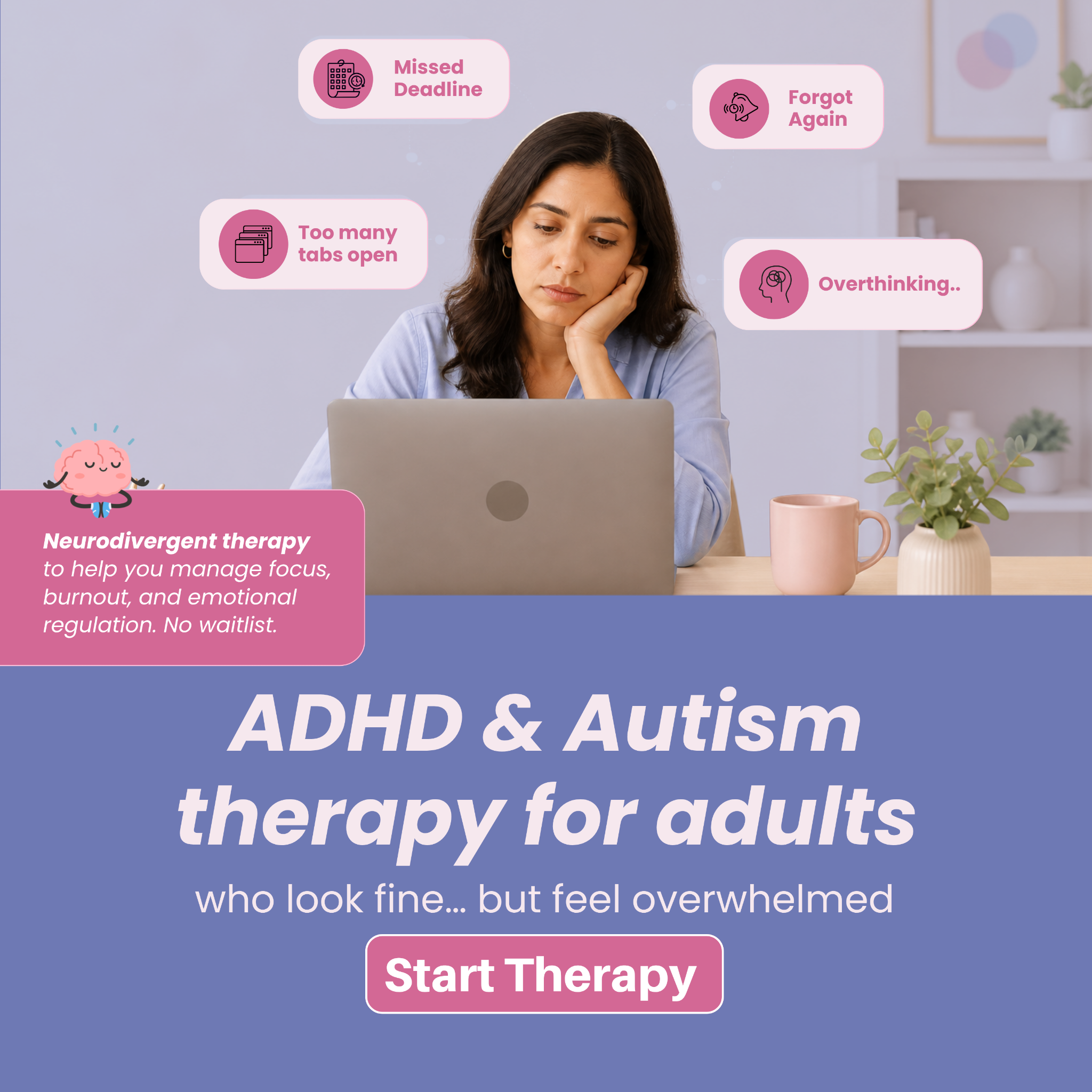 Elephant Allied Health Facebook ad: Support for overwhelmed adults
