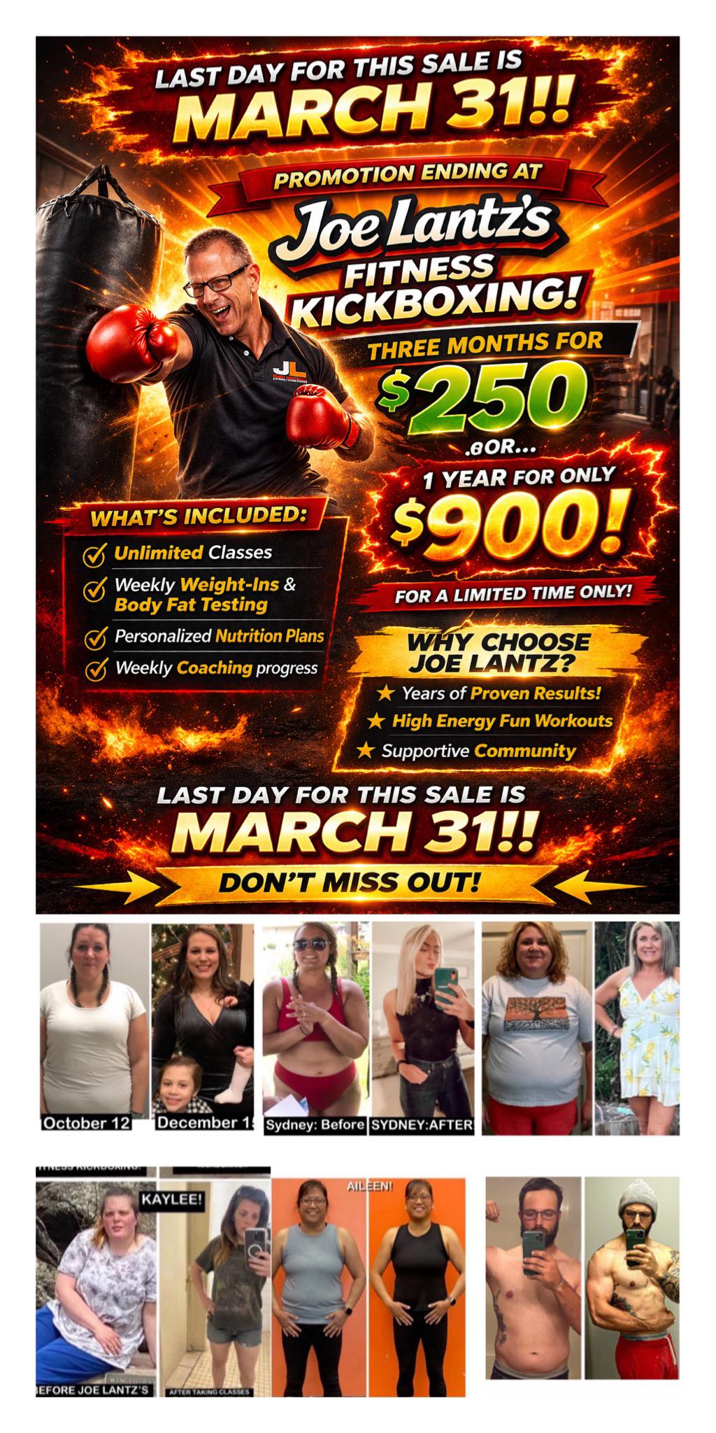 Joe Lantz's Fitness Kickboxing Facebook ad