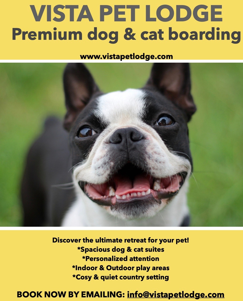 Vista Pet Lodge Facebook ad: Discover the ultimate retreat for your pet!