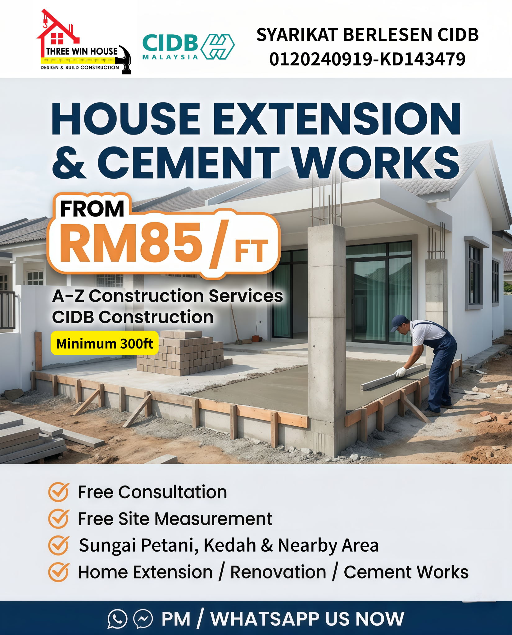 Three Win House Design & Build Construction Facebook ad: A-Z One Stop Renovation