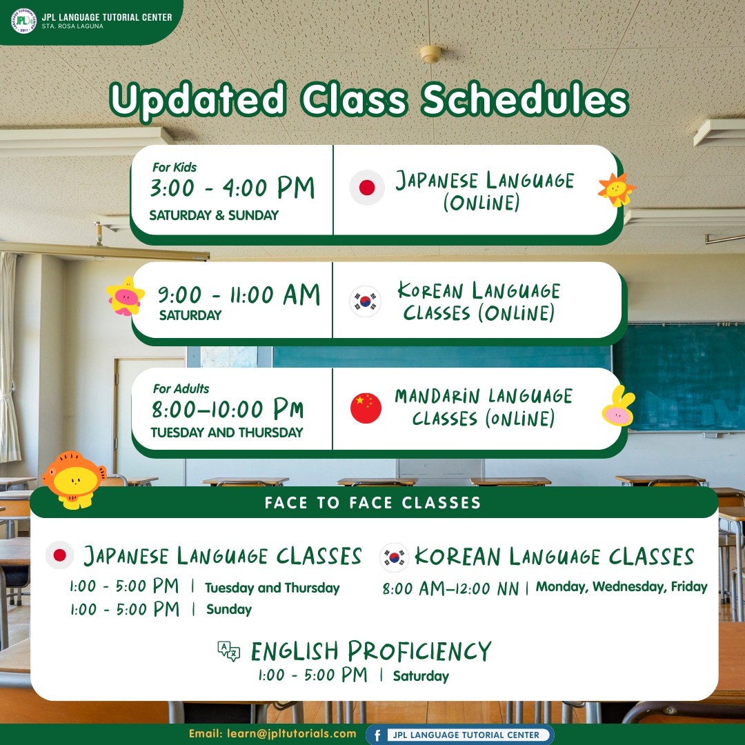 JPL Language Tutorial Center Facebook ad: ๐๐ฉ๐๐๐ญ๐๐ ๐๐ฅ๐๐ฌ๐ฌ ๐๐๐ก๐๐๐ฎ๐ฅ๐๐ฌ