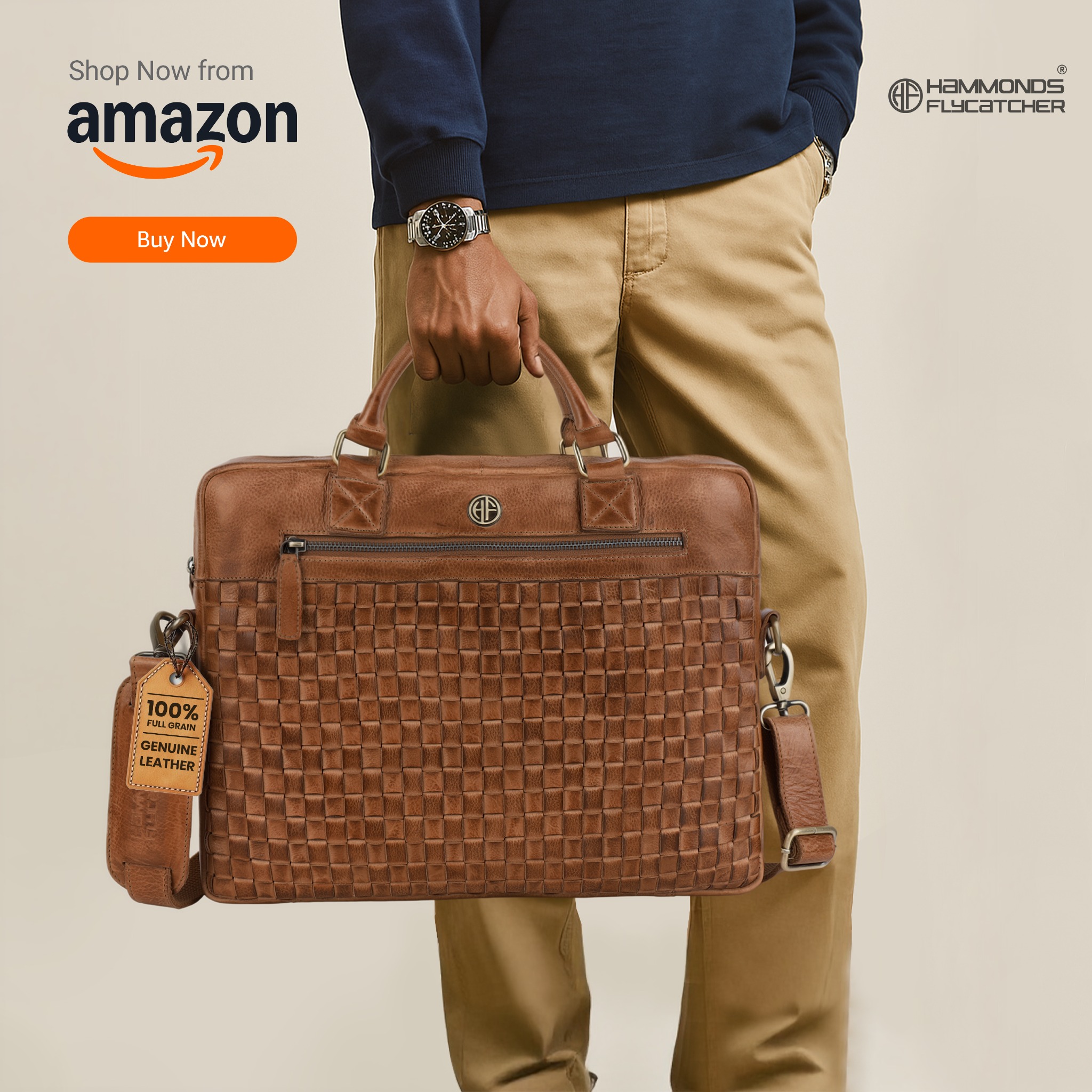 Hammonds Flycatcher Facebook ad: Premium Leather Laptop Bag