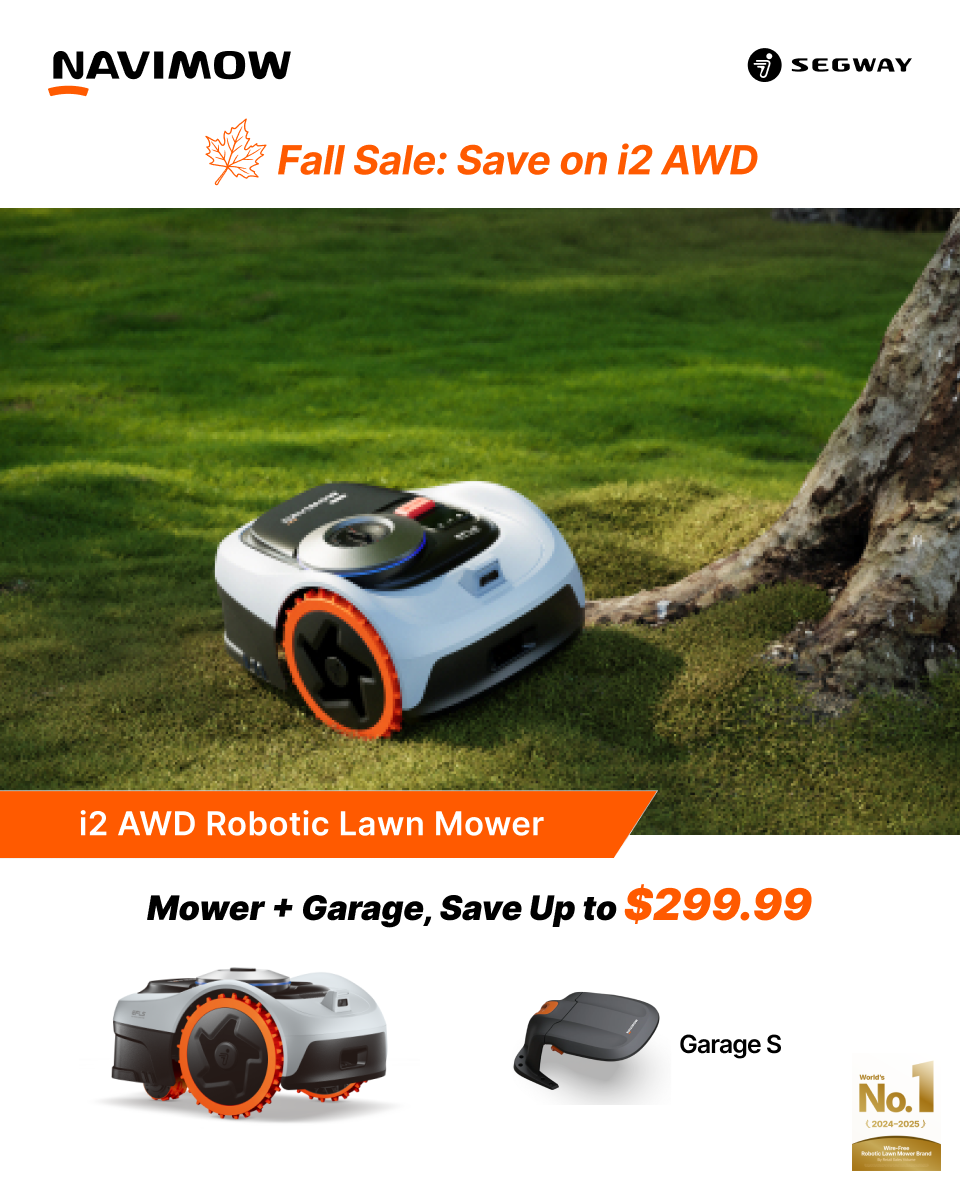 Segway Navimow Facebook ad: Fall Sale: Save Up to $299.99 On i2 AWD