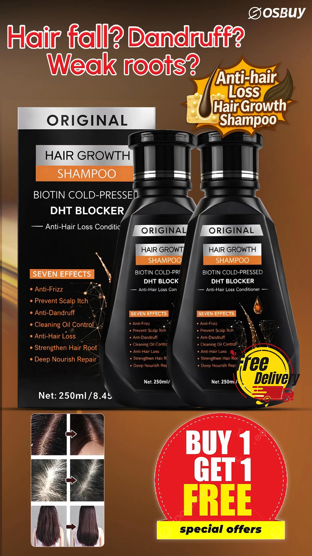 Skin Pro Facebook ad: Get Fuller-Looking Hair With Biotin Shampoo!