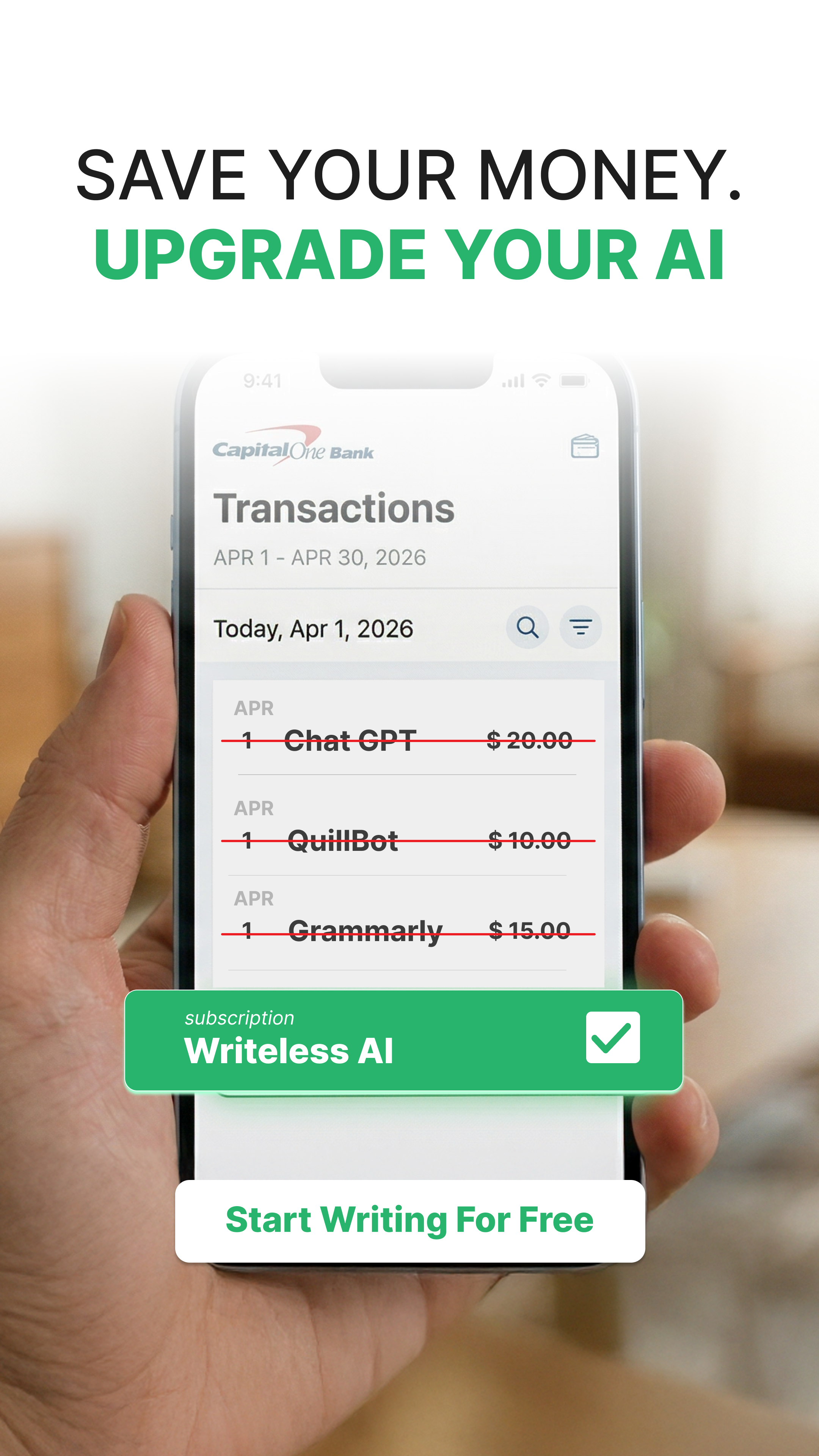 Writeless AI Facebook ad
