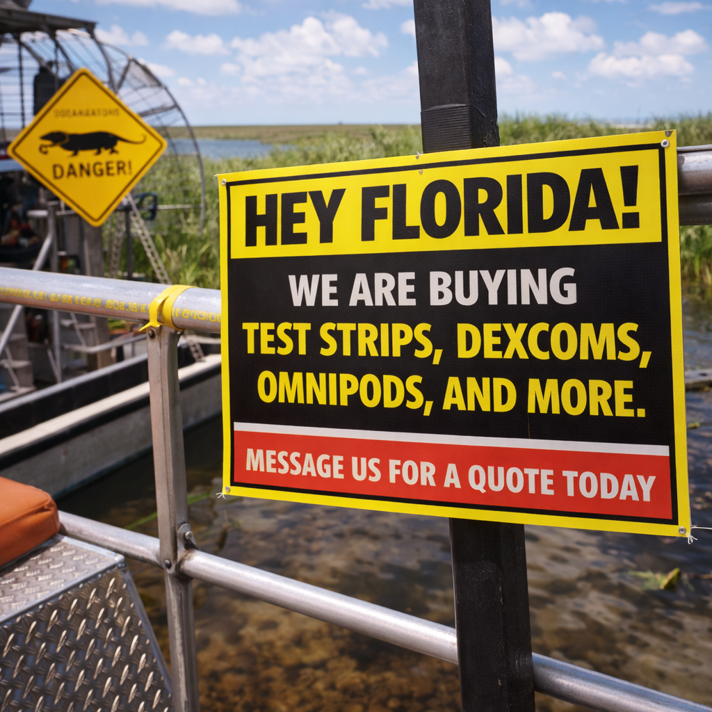 Florida Strip Buyers Facebook ad: Sell Your Diabetic Supplies Today!