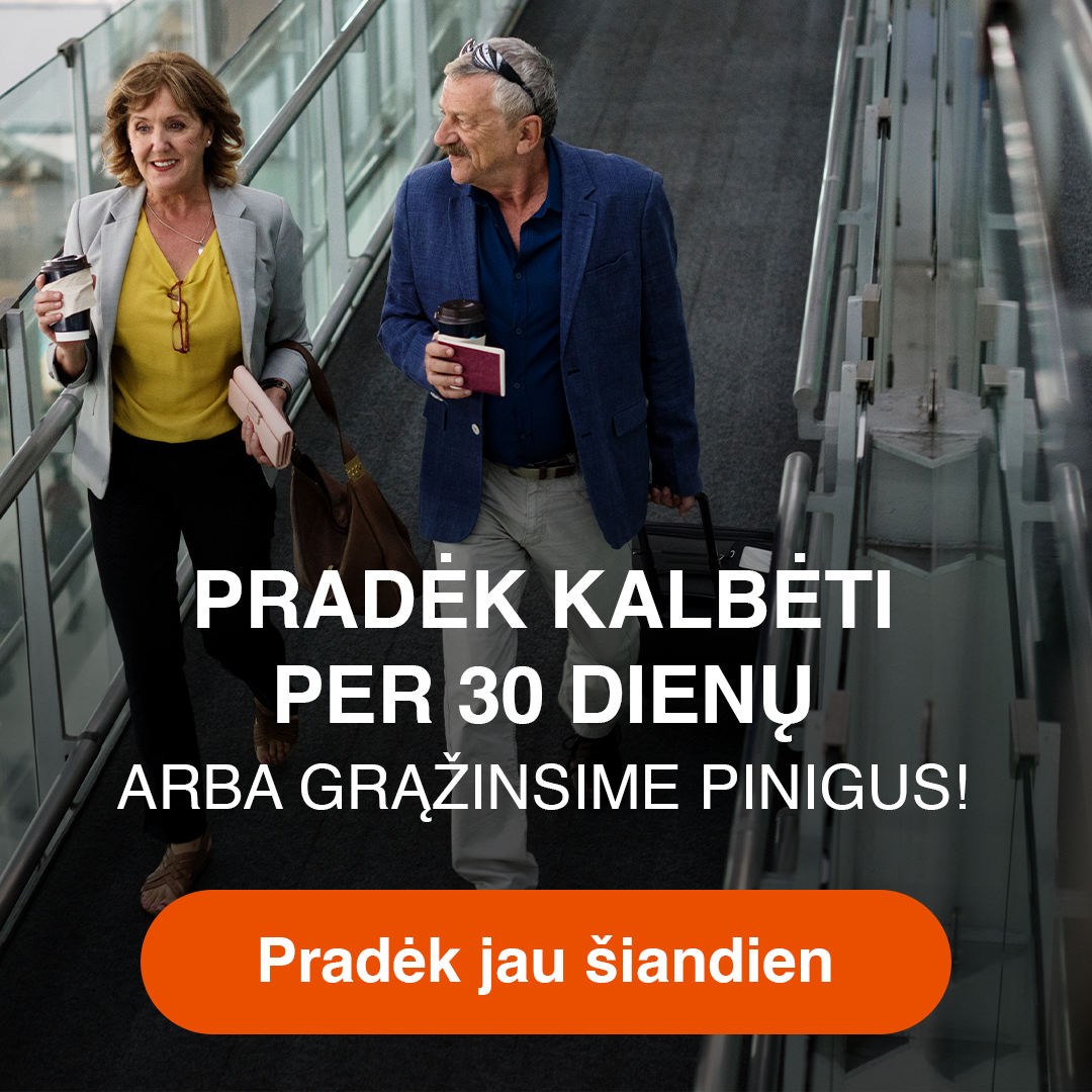 LingoPass Facebook ad: Anglų kalba suaugusiems per 30 dienų