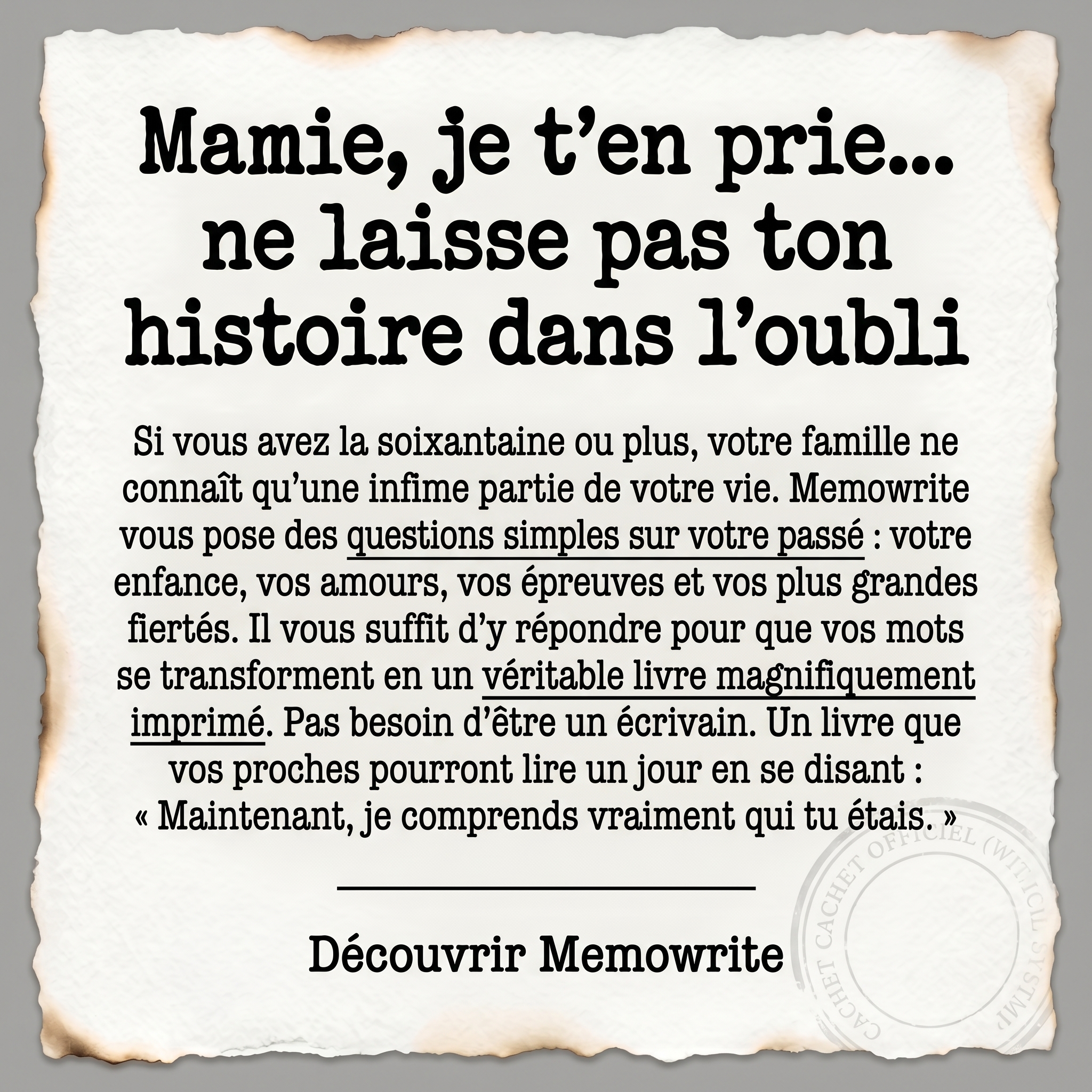 Memowrite Facebook ad