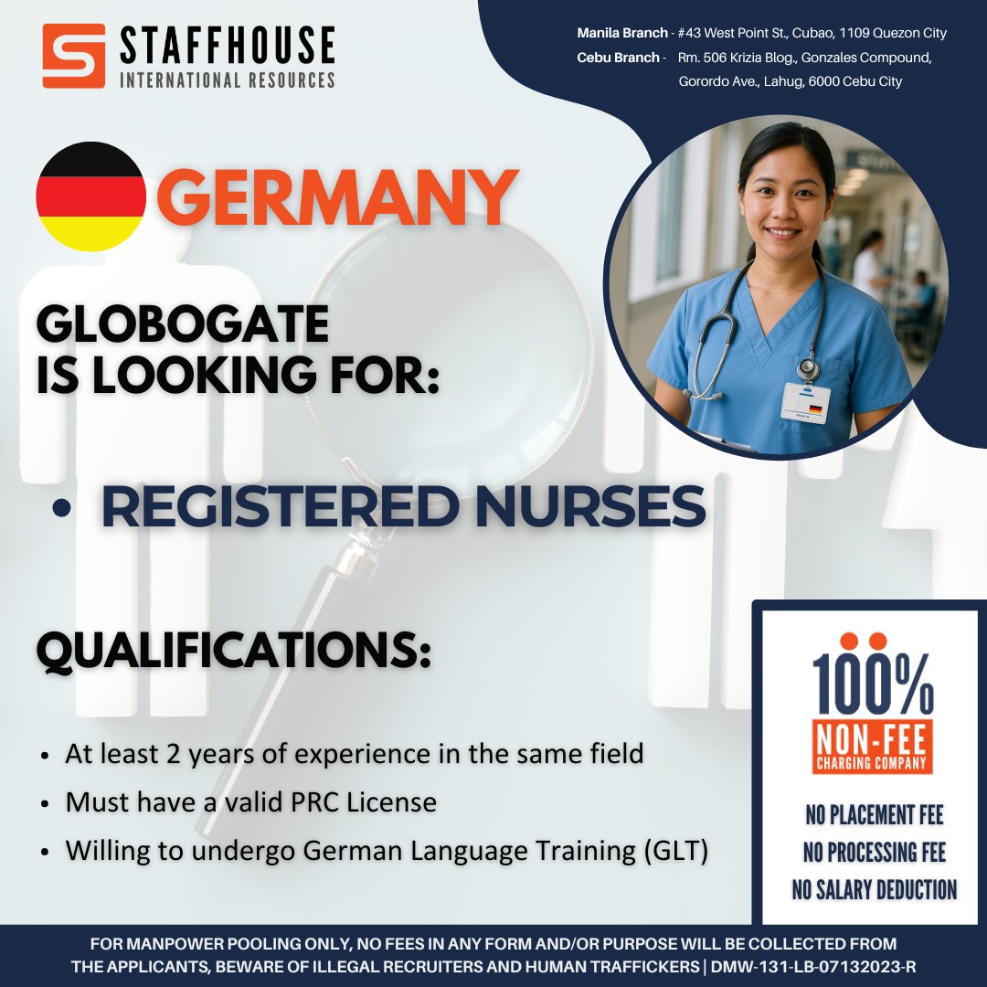 Staffhouse International Resources Facebook ad: Application for Registered Nurse - Globogate | monday.com…