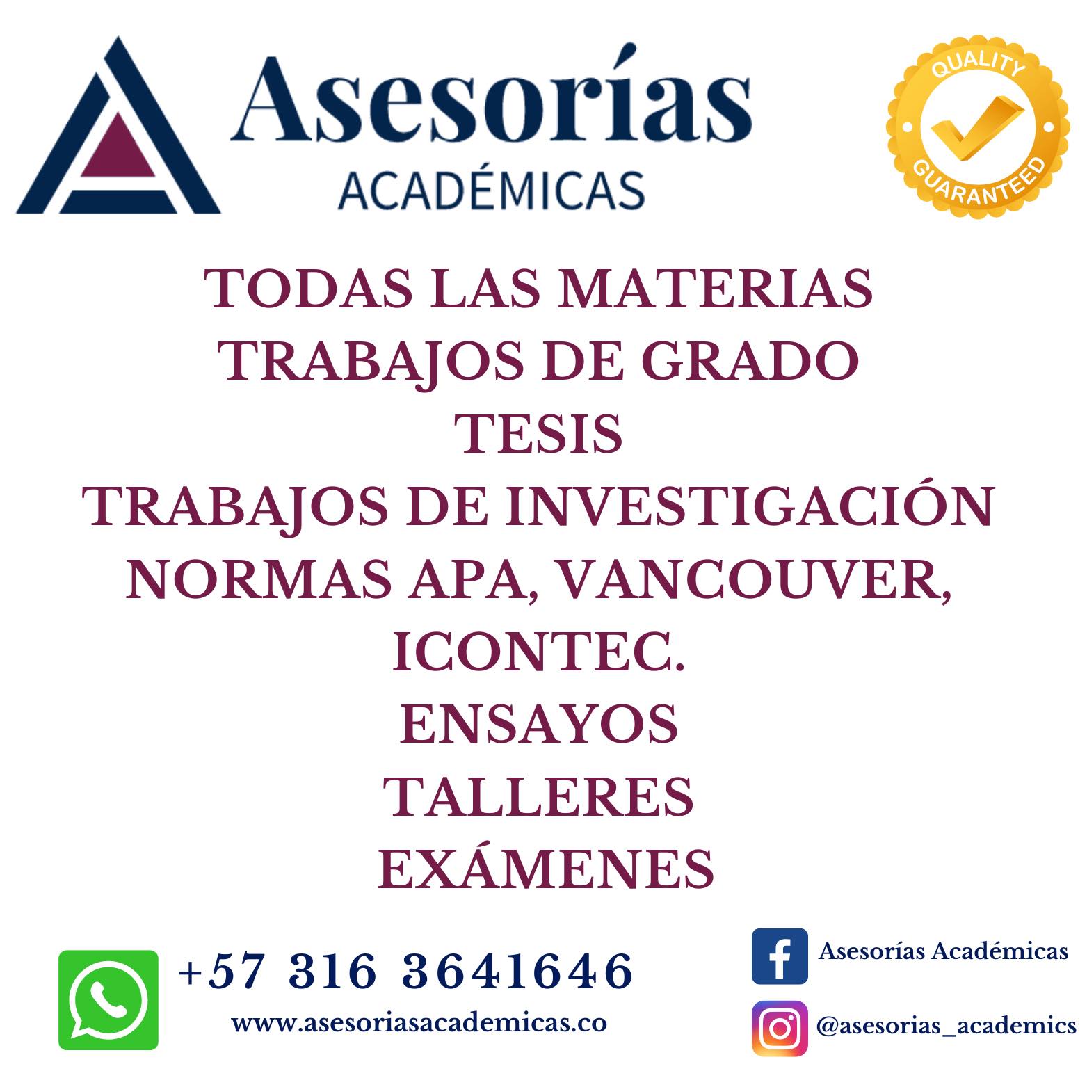 Asesorías Académicas Facebook ad: Realizamos trabajos, tareas, trabajos de grado, normas APA…