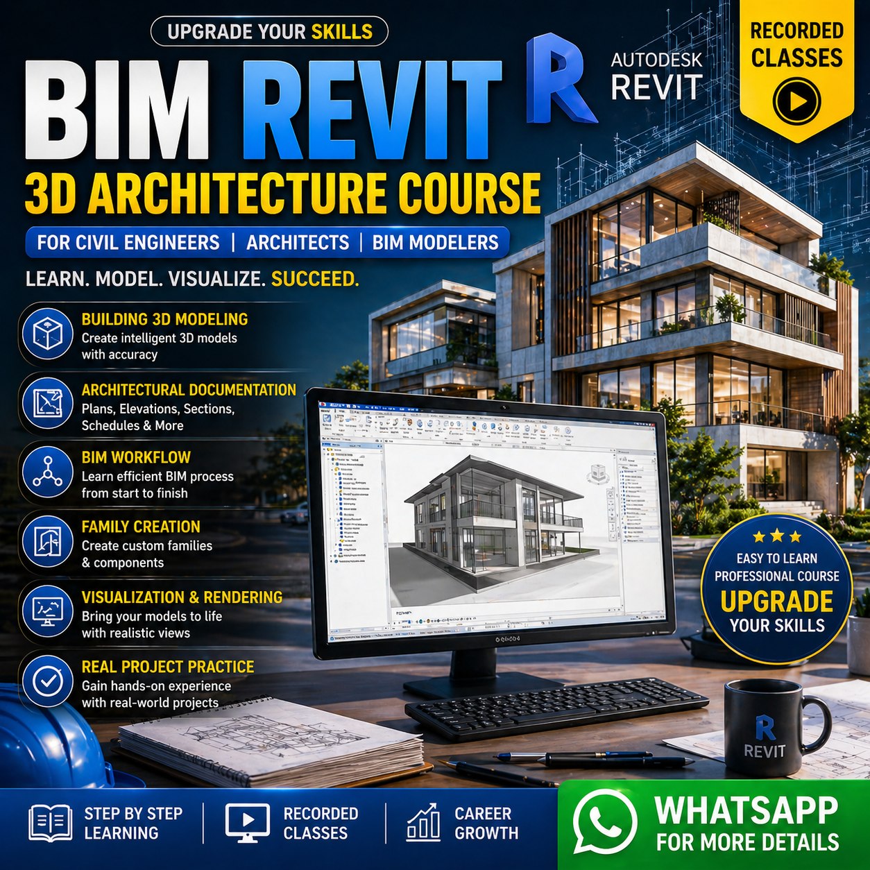 CIVIL Skills Training Center Facebook ad: BIM REVIT 3D ARCHITECTURE COURSE