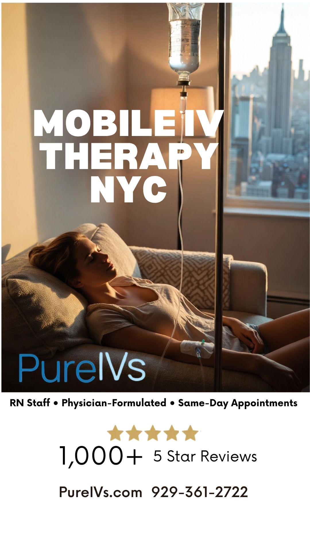Pure Iv's Facebook ad: Mobile IV Therapy NYC, We Come to You