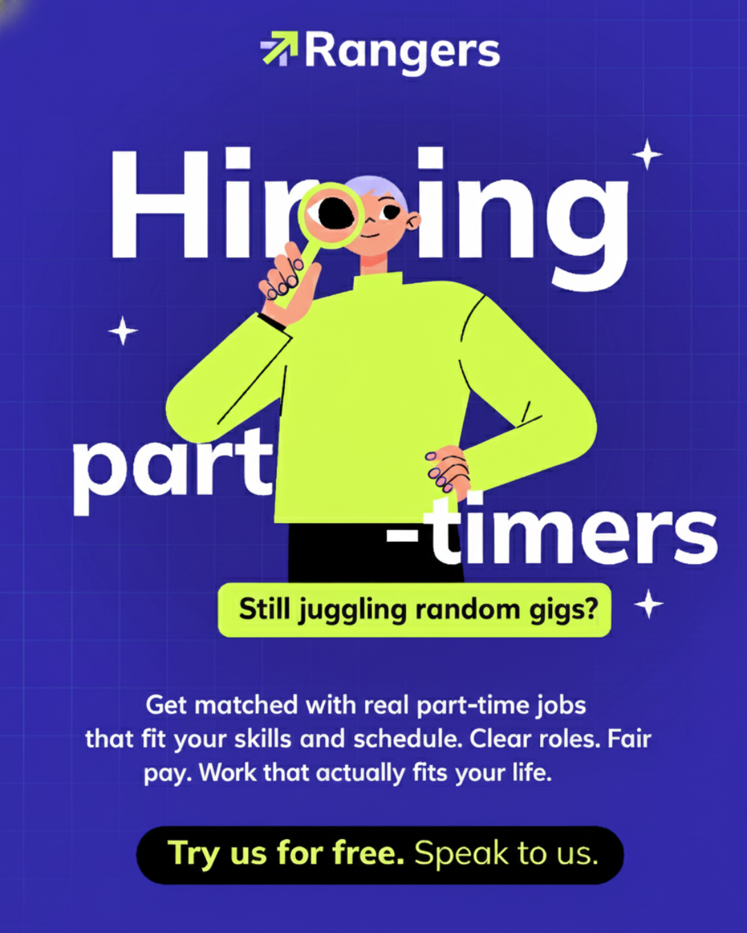 Rangers - Made possible by people Facebook ad: Discover Flexible Jobs
