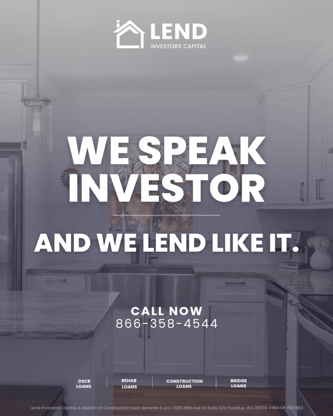Lend Investors Capital Facebook ad: RTL Loans with Max Leverage, 100% Budget Funded, Fast…
