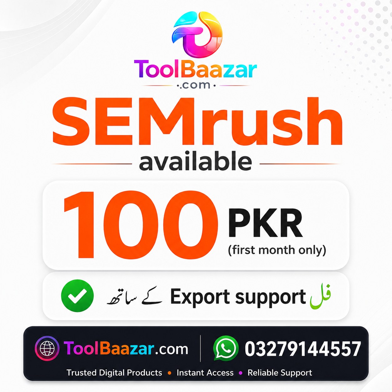 ToolBaazar Facebook ad: PKR 100 mein Semrush?