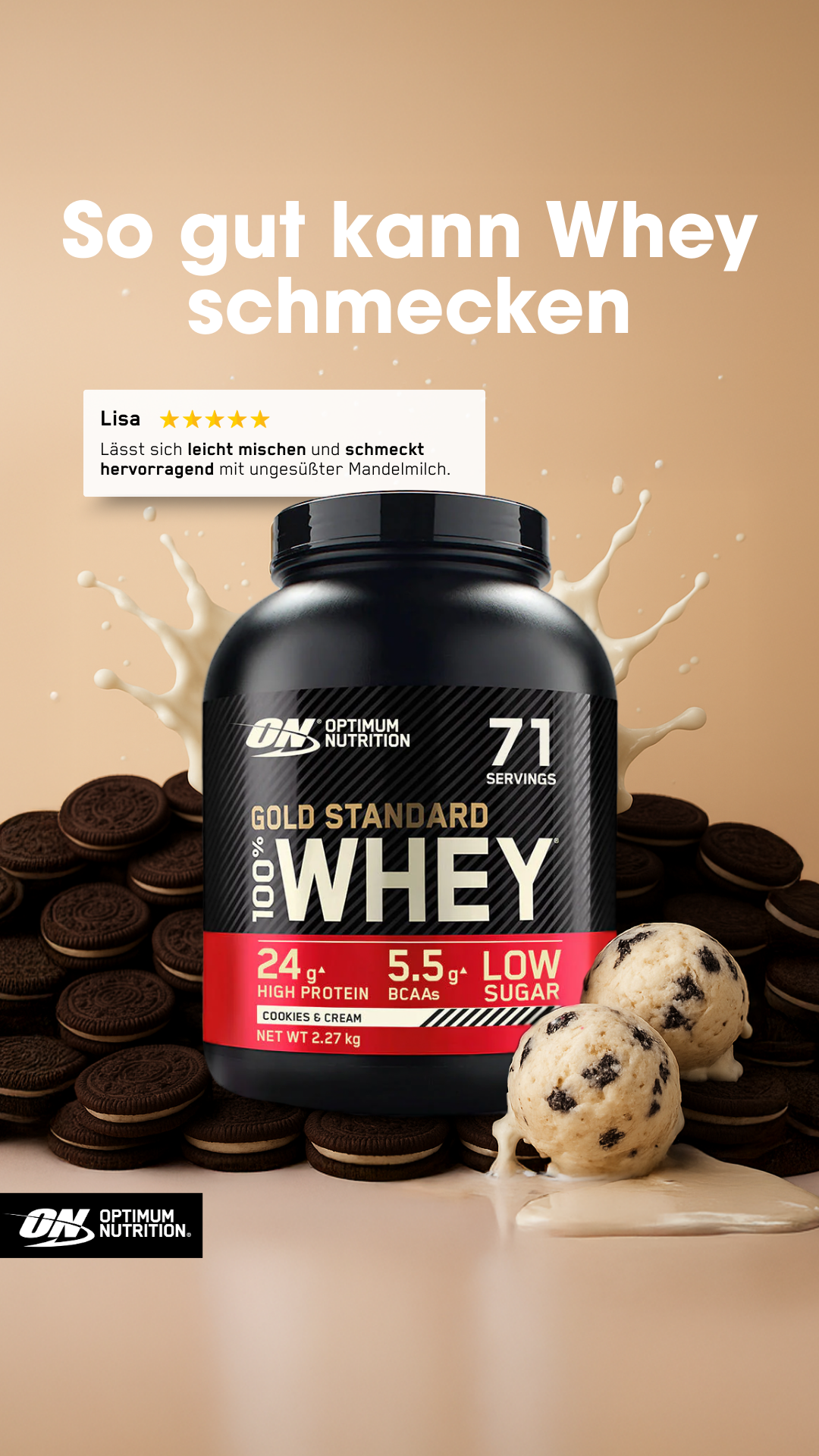 Optimum Nutrition Facebook ad from May 12, 2026
