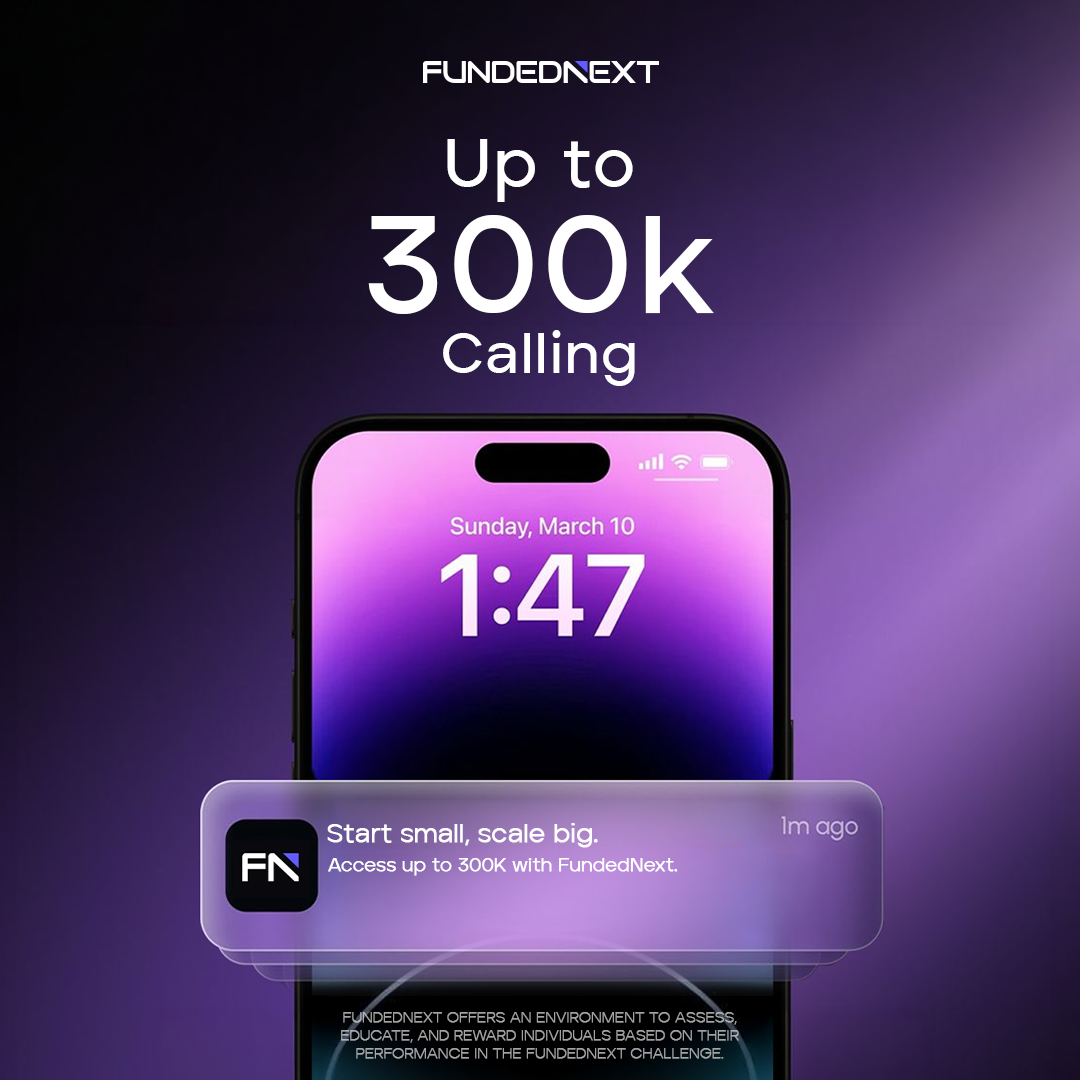 FundedNext Asia Facebook ad: FundedNext accounts up to 300K. Sign up.