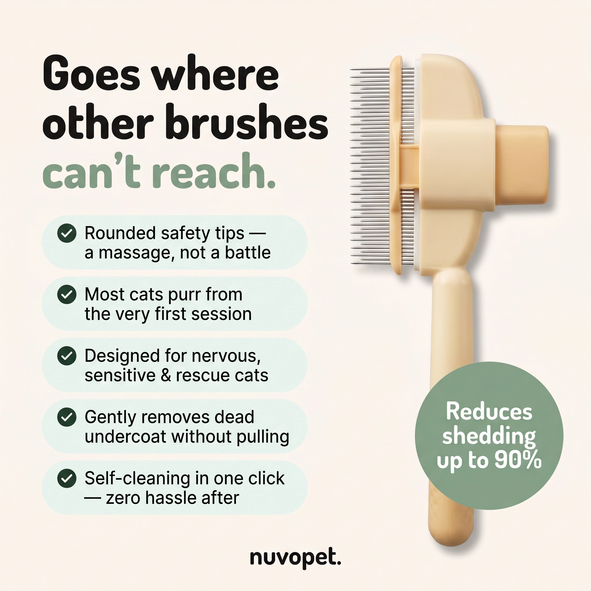 Nuvopet Facebook ad: Quebec's #1 cat brush. Now your cat's favourite moment.