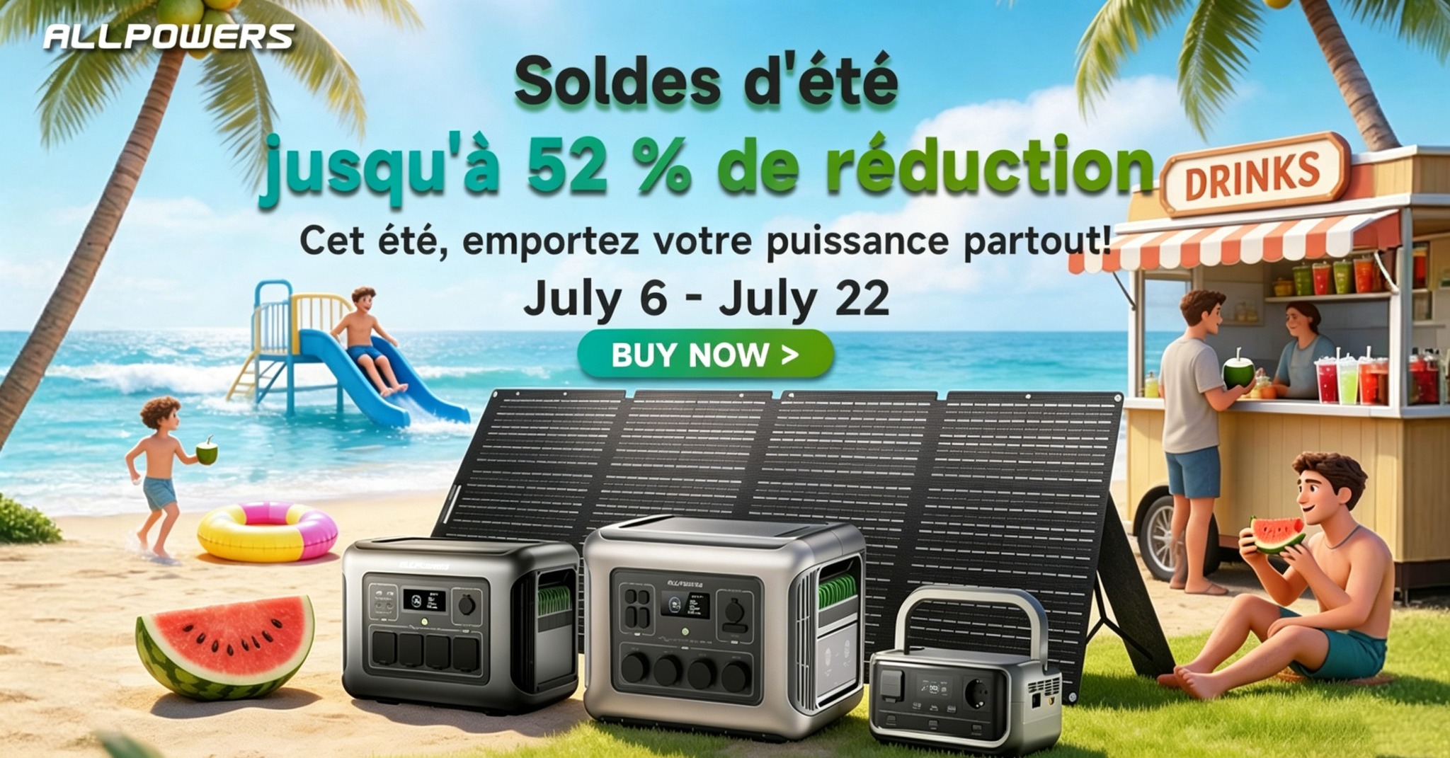 Allpowers France Facebook ad: Cadeaux offerts sur commandes supérieures à 1 200 €…