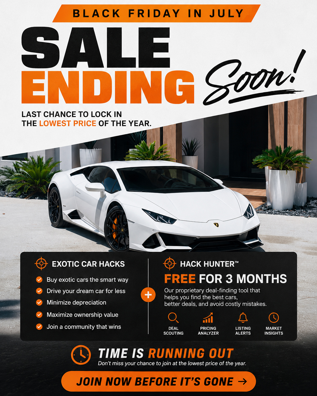 Exotic Car Hacks Facebook ad: Ends Today: Get 3 Months Free Hack Hunter + Lowest Price…