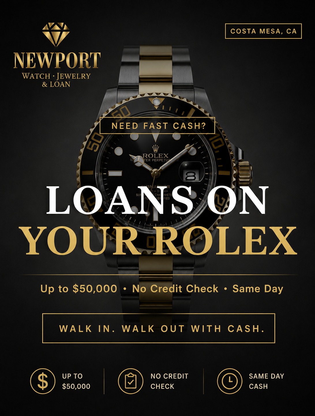 Newport Watch Jewelry & Loan Facebook ad: Pre-Owned Rolex & Fine Jewelry, Costa Mesa, CA | Newport…