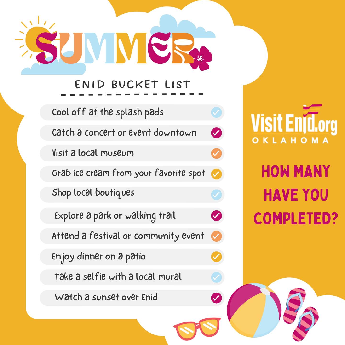 Visit Enid Facebook ad: Enid Summer Bucket-list