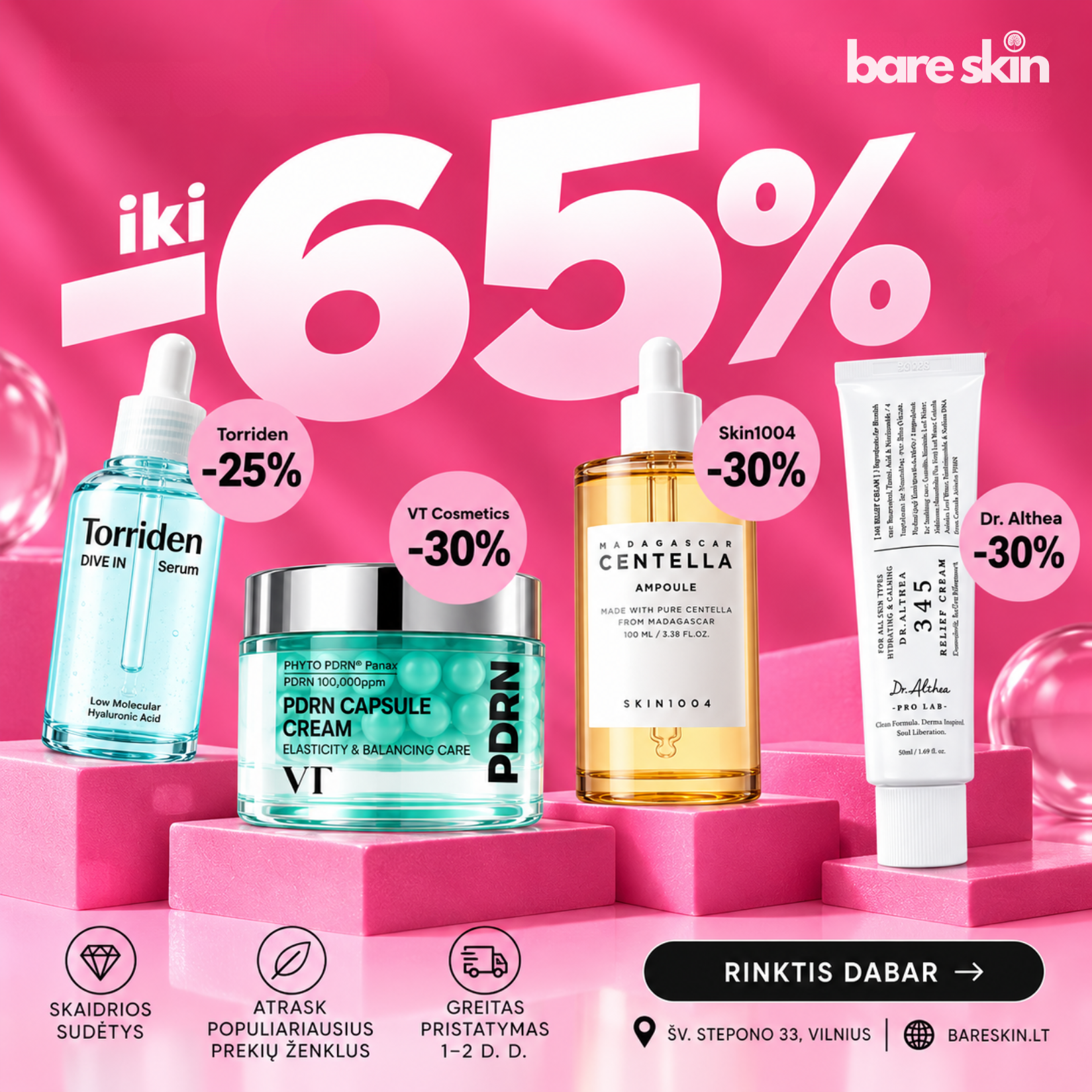 Bareskin.lt Facebook ad: Išpardavimas iki -65%