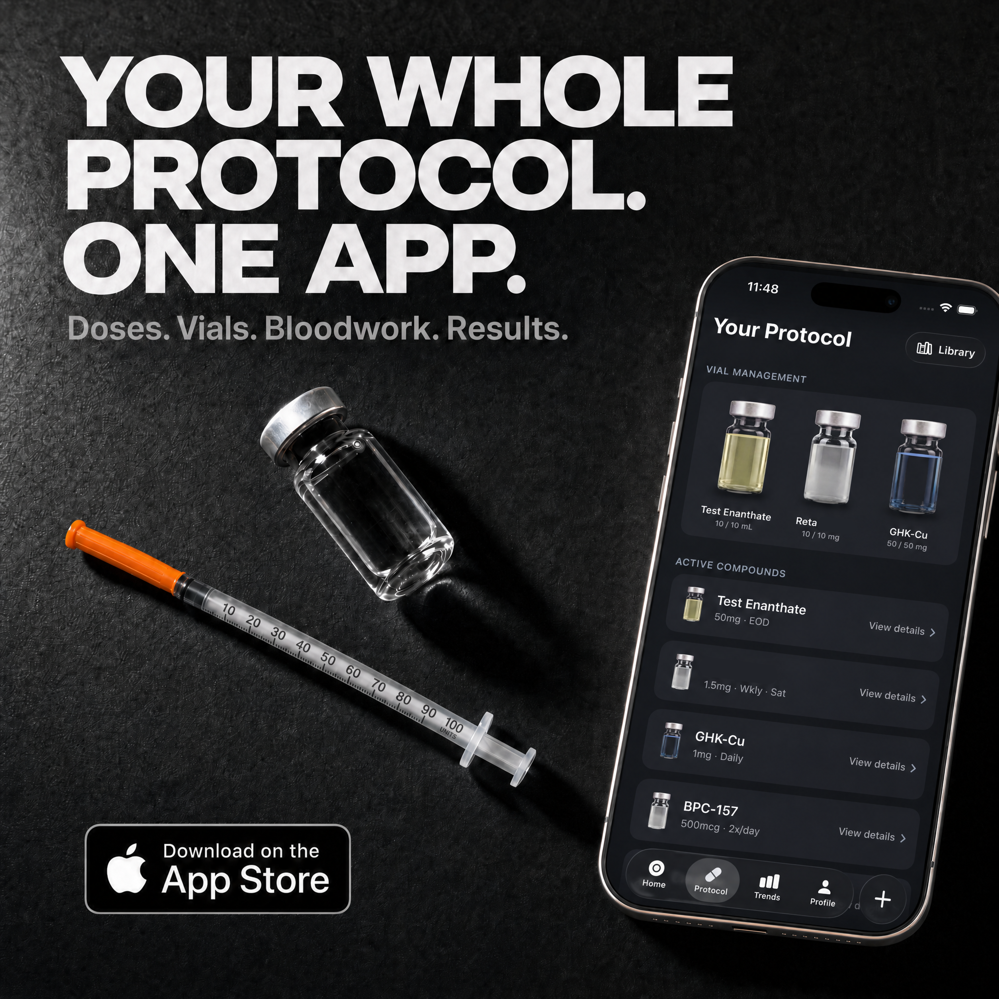 Milligram - Peptide Tracker Facebook ad: Stop Running This From 3 Apps.